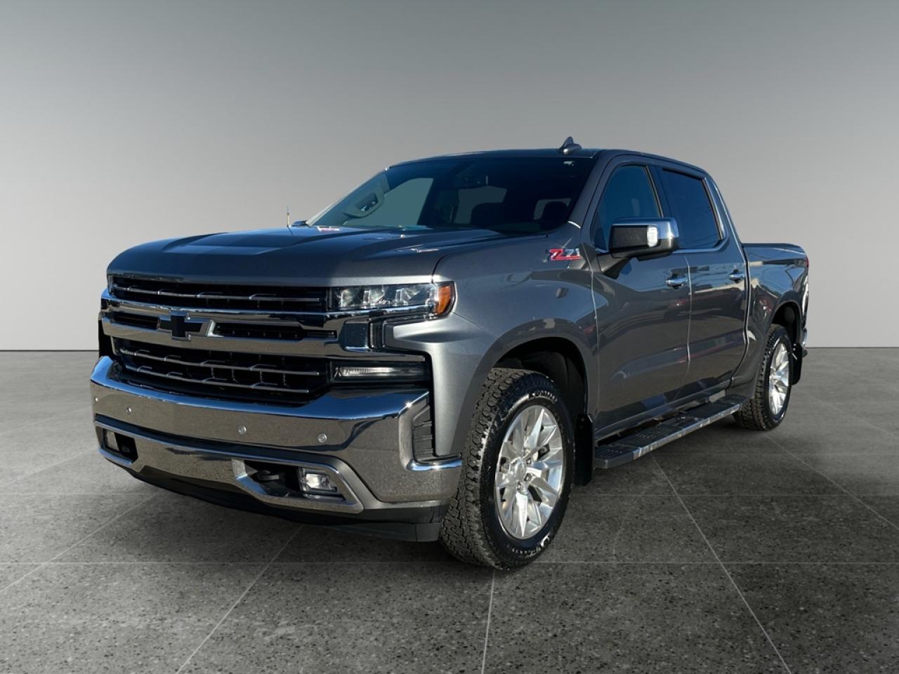 <b>Leather Seats,  Advanced Trailering Assist,  Heated Seats,  Remote Start,  Aluminum Wheels!</b><br> <br>    This hard-working Chevy Silverado is a top choice for its functional interior, handsome exterior and impressive capability. This  2019 Chevrolet Silverado 1500 is for sale today. <br> <br>The redesigned 2019 Silverado 1500 is functional and ergonomic, suited for the work-site and or family life. Bold styling throughout gives it amazing curb appeal and a dominating stance on the road, while the its smartly designed interior keeps every passenger in superb comfort and connectivity on any trip. With brawn, brains and reliability, this pickup was built by truck people, for truck people, and comes from the family of the most dependable, longest-lasting full-size pickups on the road. This  Crew Cab 4X4 pickup  has 120,650 kms. Its  grey in colour  . It has a 8 speed automatic transmission and is powered by a  355HP 5.3L 8 Cylinder Engine.  <br> <br> Our Silverado 1500s trim level is LTZ. Upgrading to this Silverado LTZ is a great choice as it comes loaded with features like unique aluminum wheels, perforated leather seats that are heated, a large 8 inch touchscreen with Apple CarPlay, Android Auto, Chevrolet MyLink, bluetooth streaming audio, remote engine start and keyless entry plus an EZ-Lift tailgate. Additional premium features also include signature LED lights, a leather wrapped heated steering wheel, cruise control, steering wheel audio controls, LED cargo lights, an HD rear vision camera, teen driver technology, LED fog lights and 4G LTE hotspot capability plus much more. This vehicle has been upgraded with the following features: Leather Seats,  Advanced Trailering Assist,  Heated Seats,  Remote Start,  Aluminum Wheels,  Apple Carplay,  Android Auto. <br> <br/><br> Buy this vehicle now for the lowest bi-weekly payment of <b>$296.22</b> with $0 down for 84 months @ 5.99% APR O.A.C. ( Plus applicable taxes -  Plus applicable fees   ).  See dealer for details. <br> <br><br> We know that you have high expectations, and as car dealers, we enjoy the challenge of meeting and exceeding those standards each and every time. Allow us to demonstrate our commitment to excellence! </br>

<br> As your one stop shop for quality pre owned vehicles and hassle free auto financing in Saskatoon, we provide the following offers & incentives for our valued clients in Saskatchewan, Alberta & Manitoba. </br> o~o