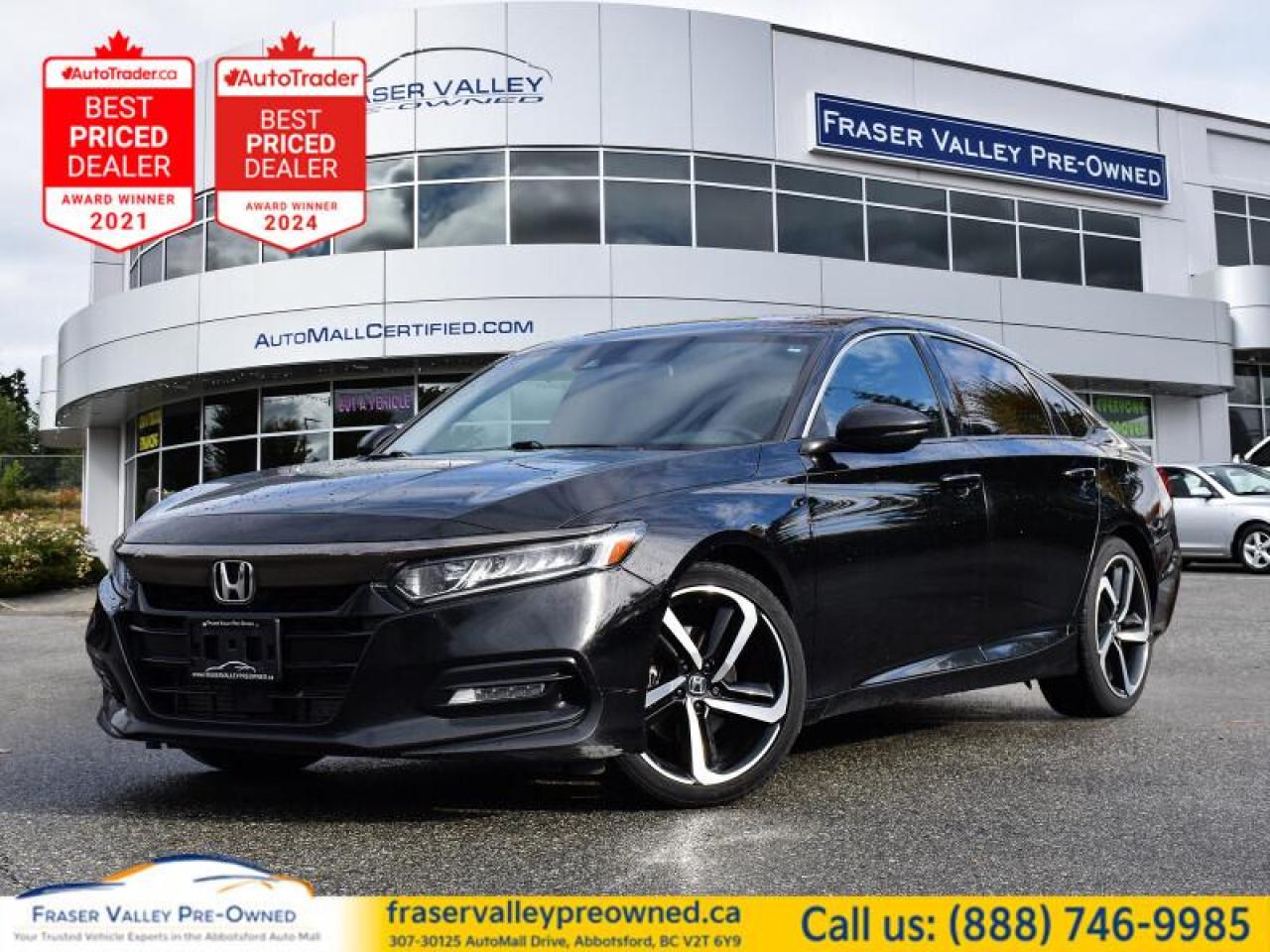 Used 2018 Honda Accord Sedan Sport CVT  - Sunroof -  Heated Seats - $103.65 /Wk for sale in Abbotsford, BC