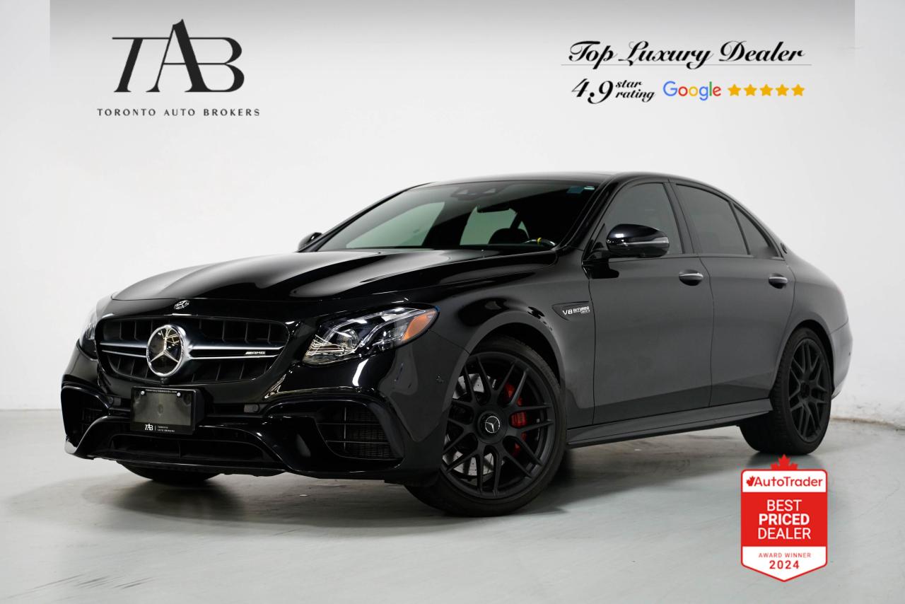 This 2019 Mercedes-Benz E 63 S AMG is a Local Ontario Vehicle. It is a remarkable blend of luxurious comfort and high-performance engineering, powered by AMGs twin-turbocharged V8 engine and featuring the signature AMG styling. This super sedan is equipped with Mercedes-Benzs Intelligent Drive system, enhancing safety and providing a futuristic driving experience. The E 63 S strikes the perfect balance between power and luxury, making it a top choice for those who desire refinement with adrenaline.

Key Features:

4.0L V8 biturbo engine with 603 hp
AMG SPEEDSHIFT MCT 9-speed transmission
4MATIC+ all-wheel-drive system
Burmester High End 3D Surround  $ 6900
AMG Carbon Fibre Trim                $2500
AMG Drivers Package                  $2500
Premium Package                         $8300
Intelligent Drive Package               $3000
AMG Night package                       $850
20-inch AMG alloy wheels
AMG Performance Exhaust System
AMG sport suspension 
Intelligent Drive with advanced driver assistance features
Full LED headlights and taillights
Panoramic sunroof
Dual 12.3-inch digital display screens
Burmester surround sound system
Nappa leather sport seats with AMG badging
Heated and ventilated front seats
Apple CarPlay and Android Auto compatibility

NOW OFFERING 3 MONTH DEFERRED FINANCING PAYMENTS ON APPROVED CREDIT.

Looking for a top-rated pre-owned luxury car dealership in the GTA? Look no further than Toronto Auto Brokers (TAB)! Were proud to have won multiple awards, including the 2024 AutoTrader Best Priced Dealer, 2024 CBRB Dealer Award, the Canadian Choice Award 2024, the 2024 BNS Award, the 2024 Three Best Rated Dealer Award, and many more!

With 30 years of experience serving the Greater Toronto Area, TAB is a respected and trusted name in the pre-owned luxury car industry. Our 30,000 sq.Ft indoor showroom is home to a wide range of luxury vehicles from top brands like BMW, Mercedes-Benz, Audi, Porsche, Land Rover, Jaguar, Aston Martin, Bentley, Maserati, and more.

At TAB, were committed to providing a no-pressure environment and honest work ethics. As a family-owned and operated business, we treat every customer like family and ensure that every interaction is a positive one. Come experience the TAB Lifestyle at its truest form, luxury car buying has never been more enjoyable and exciting!

We offer a variety of services to make your purchase experience as easy and stress-free as possible. From competitive and simple financing and leasing options to extended warranties, aftermarket services, and full history reports on every vehicle, we have everything you need to make an informed decision. We welcome every trade, even if youre just looking to sell your car without buying, and when it comes to financing or leasing, we offer same day approvals, with access to over 50 lenders, including all of the banks in Canada. Feel free to check out your own Equifax credit score without affecting your credit score, simply click on the Equifax tab above and see if you qualify.

So if youre looking for a luxury pre-owned car dealership in Toronto, look no further than TAB! We proudly serve the GTA, including Toronto, Etobicoke, Woodbridge, North York, York Region, Vaughan, Thornhill, Richmond Hill, Mississauga, Scarborough, Markham, Oshawa, Peteborough, Hamilton, Newmarket.

Call us today or visit our website to learn more about our inventory and services. And remember, all prices exclude applicable taxes and licensing, and vehicles can be certified at an additional cost of $799.