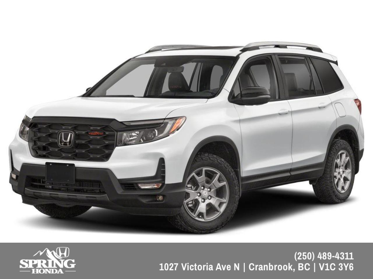 New 2025 Honda Passport TrailSport PRICE INCLUDES: FREIGHT & PDI, XPEL - PAINT PROTECTION FILM, ALL SEASON MATS, BLOCK HEATER, PREMIUM PAINT for sale in Cranbrook, BC