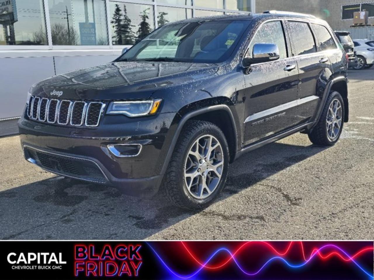 Look at this 2022 Jeep Grand Cherokee WK Limited. Its Automatic transmission and Regular Unleaded V-6 3.6 L/220 engine will keep you going. This Jeep Grand Cherokee WK features the following options: WHEELS: 20 X 8 POLISHED ALUMINUM W/TECH GREY -inc: Tires: 265/50R20 BSW AS LRR, TRANSMISSION: 8-SPEED TORQUEFLITE AUTOMATIC (STD), TRAILER TOW GROUP IV -inc: Rear Load-Levelling Suspension, Full-Size Spare Tire, 4 & 7-Pin Wiring Harness, Heavy-Duty Engine Cooling, Class IV Hitch Receiver, Delete Rear Tow Hook, Steel Spare Wheel, TIRES: 265/50R20 BSW AS LRR, TECHNOLOGY GROUP -inc: Bi-Xenon HID Headlamps, LED Daytime Running Lights, Automatic High-Beam Headlamp Control, LED Fog Lamps, QUICK ORDER PACKAGE 2BH LIMITED -inc: Engine: 3.6L Pentastar VVT V6 w/ESS, Transmission: 8-Speed TorqueFlite Automatic, PROTECH GROUP -inc: Adaptive Cruise Control w/Stop, Advanced Brake Assist, Parallel & Perpendicular Park Assist, Forward Collision Warning w/Active Braking, Lane Departure Warn/Lane Keep Assist, ENGINE: 3.6L PENTASTAR VVT V6 W/ESS (STD), DIAMOND BLACK CRYSTAL PEARLCOAT, and BLACK, LEATHER-FACED BUCKET SEATS. Test drive this vehicle at Capital Chevrolet Buick GMC Inc., 13103 Lake Fraser Drive SE, Calgary, AB T2J 3H5.