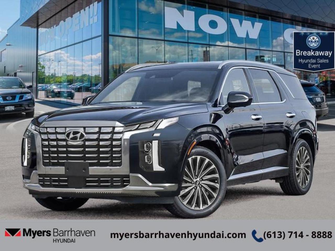 <b>Heads Up Display,  Cooled Seats,  Sunroof,  Leather Seats,  Premium Audio!</b><br> <br> <br> <br>  Hyundais entry to the 3-seater SUV segment is a huge shakeup, as this Palisade is an extremely compelling contender. <br> <br>Big enough for your busy and active family, this Hyundai Palisade returns for 2025, and is good as ever. With a features list that would fit in with the luxury SUV segment attached to a family friendly interior, this Palisade was made to take the SUV segment by storm. For the next classic SUV people are sure to talk about for years, look no further than this Hyundai Palisade. <br> <br> This abyss black SUV  has an automatic transmission and is powered by a  291HP 3.8L V6 Cylinder Engine.<br> This vehicles price also includes $3228 in additional equipment.<br> <br> Our Palisades trim level is Ultimate Calligraphy Night 7-Passenger. With luxury features like a heads up display, a two row sunroof, and heated and cooled Nappa leather seats, this Palisade Ultimate Calligraphy proves family friendly does not have to be boring for adults. This trim also adds navigation, a 12 speaker Harman Kardon premium audio system, a power liftgate, remote start, and a 360 degree parking camera. This amazing SUV keeps you connected on the go with touchscreen infotainment including wireless Android Auto, Apple CarPlay, wi-fi, and a Bluetooth hands free phone system. A heated steering wheel, memory settings, proximity keyless entry, and automatic high beams provide amazing luxury and convenience. This family friendly SUV helps keep you and your passengers safe with lane keep assist, forward collision avoidance, distance pacing cruise with stop and go, parking distance warning, blind spot assistance, and driver attention monitoring. This vehicle has been upgraded with the following features: Heads Up Display,  Cooled Seats,  Sunroof,  Leather Seats,  Premium Audio,  Power Liftgate,  Remote Start. <br><br> <br/> See dealer for details. <br> <br><br> Come by and check out our fleet of 30+ used cars and trucks and 50+ new cars and trucks for sale in Ottawa.  o~o