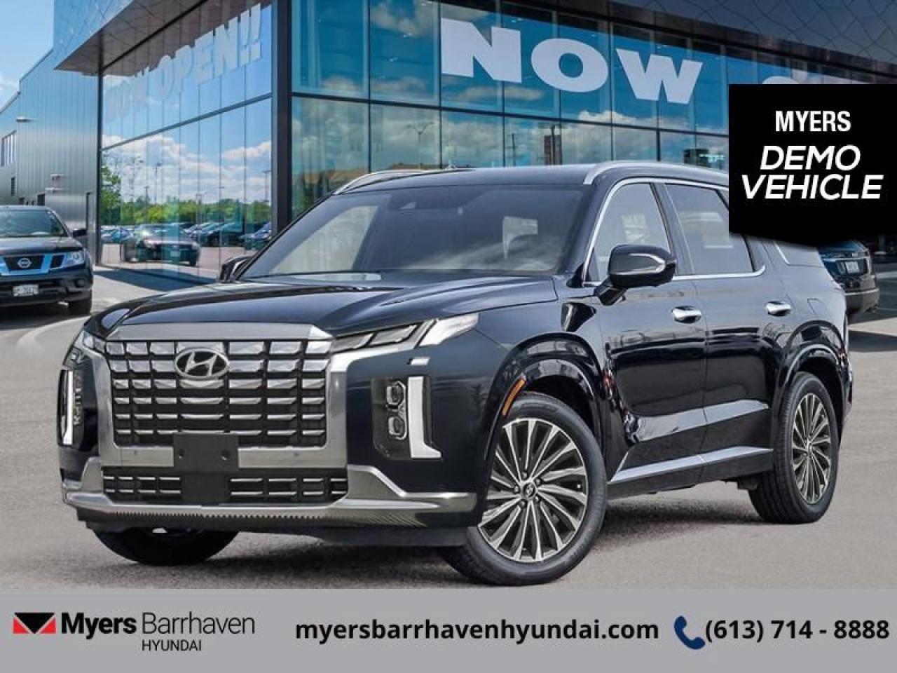 <b>Heads Up Display,  Cooled Seats,  Sunroof,  Leather Seats,  Premium Audio!</b><br> <br> <br> <br>  Filling a huge gap in the Hyundai line-up is only one reason Hyundai brought you this 3 row SUV Palisade. <br> <br>Big enough for your busy and active family, this Hyundai Palisade returns for 2025, and is good as ever. With a features list that would fit in with the luxury SUV segment attached to a family friendly interior, this Palisade was made to take the SUV segment by storm. For the next classic SUV people are sure to talk about for years, look no further than this Hyundai Palisade. <br> <br> This abyss black SUV  has an automatic transmission and is powered by a  291HP 3.8L V6 Cylinder Engine.<br> This vehicles price also includes $3228 in additional equipment.<br> <br> Our Palisades trim level is Ultimate Calligraphy Night 7-Passenger. With luxury features like a heads up display, a two row sunroof, and heated and cooled Nappa leather seats, this Palisade Ultimate Calligraphy proves family friendly does not have to be boring for adults. This trim also adds navigation, a 12 speaker Harman Kardon premium audio system, a power liftgate, remote start, and a 360 degree parking camera. This amazing SUV keeps you connected on the go with touchscreen infotainment including wireless Android Auto, Apple CarPlay, wi-fi, and a Bluetooth hands free phone system. A heated steering wheel, memory settings, proximity keyless entry, and automatic high beams provide amazing luxury and convenience. This family friendly SUV helps keep you and your passengers safe with lane keep assist, forward collision avoidance, distance pacing cruise with stop and go, parking distance warning, blind spot assistance, and driver attention monitoring. This vehicle has been upgraded with the following features: Heads Up Display,  Cooled Seats,  Sunroof,  Leather Seats,  Premium Audio,  Power Liftgate,  Remote Start.  This is a demonstrator vehicle driven by a member of our staff, so we can offer a great deal on it.<br><br> <br/> See dealer for details. <br> <br> o~o