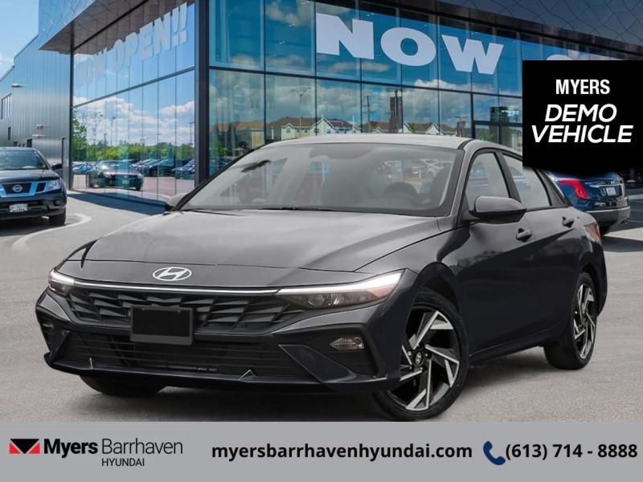 <b>Sunroof,  Navigation,  Climate Control,  Remote Start,  Heated Steering Wheel!</b><br> <br> <br> <br>  Thanks for looking. <br> <br><br> <br> This abyss black sedan  has an automatic transmission and is powered by a  147HP 2.0L 4 Cylinder Engine.<br> This vehicles price also includes $3228 in additional equipment.<br> <br> Our Elantras trim level is Preferred IVT w/Tech Pkg. This trim rewards you with a sunroof, dual-zone climate control, remote engine start, front heated seats with a heated steering wheel, remote keyless entry, aluminum-alloy wheels, and an upgraded 10.25-inch display with inbuilt navigation, Apple CarPlay and Android Auto. Safety features also include blind spot detection, lane keeping assist with lane departure warning, front and rear collision mitigation, and forward collision avoidance with pedestrian detection. This vehicle has been upgraded with the following features: Sunroof,  Navigation,  Climate Control,  Remote Start,  Heated Steering Wheel,  Blind Spot Detection,  Heated Seats.  This is a demonstrator vehicle driven by a member of our staff, so we can offer a great deal on it.<br><br> <br/> See dealer for details. <br> <br><br> Come by and check out our fleet of 20+ used cars and trucks and 70+ new cars and trucks for sale in Ottawa.  o~o