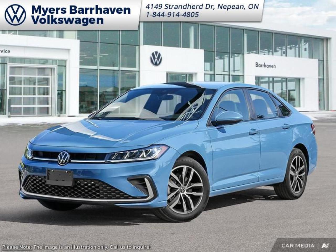 <b>Sport Package!</b><br> <br> <br> <br>  Greetings. <br> <br><br> <br> This monterey blue pearl sedan  has an automatic transmission.<br> <br> Our Jettas trim level is Comfortline. Standard features include wireless charging for mobile devices, adaptive cruise control and remote engine start, along with heated front seats with a heated steering wheel, mobile hotspot internet access, and an 8-inch infotainment screen with SiriusXM, Apple CarPlay and Android Auto. Safety features include lane keeping assist with lane departure warning, blind spot monitoring, front and rear collision mitigation and autonomous emergency braking. This vehicle has been upgraded with the following features: Sport Package. <br><br> <br>To apply right now for financing use this link : <a href=https://www.barrhavenvw.ca/en/form/new/financing-request-step-1/44 target=_blank>https://www.barrhavenvw.ca/en/form/new/financing-request-step-1/44</a><br><br> <br/>    6.29% financing for 84 months. <br> Buy this vehicle now for the lowest bi-weekly payment of <b>$232.80</b> with $0 down for 84 months @ 6.29% APR O.A.C. ( Plus applicable taxes -  $840 Documentation fee. Cash purchase selling price includes: Tire Stewardship ($20.00), OMVIC Fee ($12.50). (HST) are extra. </br>(HST), licence, insurance & registration not included </br>    ).  Incentives expire 2025-02-28.  See dealer for details. <br> <br> <br>LEASING:<br><br>Estimated Lease Payment: $209 bi-weekly <br>Payment based on 6.99% lease financing for 60 months with $0 down payment on approved credit. Total obligation $27,190. Mileage allowance of 16,000 KM/year. Offer expires 2025-02-28.<br><br><br>We are your premier Volkswagen dealership in the region. If youre looking for a new Volkswagen or a car, check out Barrhaven Volkswagens new, pre-owned, and certified pre-owned Volkswagen inventories. We have the complete lineup of new Volkswagen vehicles in stock like the GTI, Golf R, Jetta, Tiguan, Atlas Cross Sport, Volkswagen ID.4 electric vehicle, and Atlas. If you cant find the Volkswagen model youre looking for in the colour that you want, feel free to contact us and well be happy to find it for you. If youre in the market for pre-owned cars, make sure you check out our inventory. If you see a car that you like, contact 844-914-4805 to schedule a test drive.<br> Come by and check out our fleet of 40+ used cars and trucks and 90+ new cars and trucks for sale in Nepean.  o~o