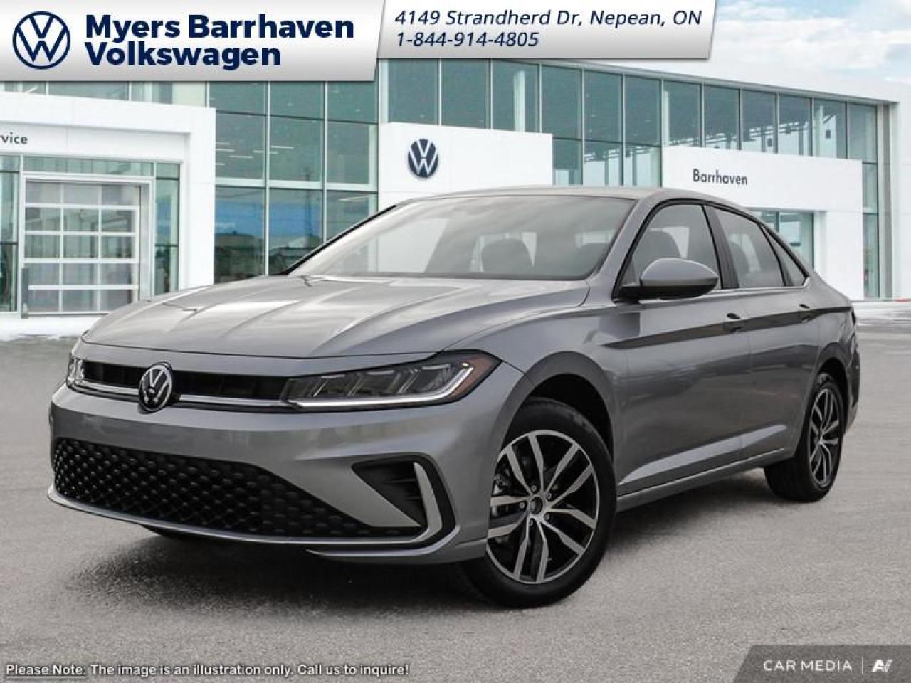 <b>Sport Package!</b><br> <br> <br> <br>  Hello. <br> <br><br> <br> This pyrite silver metallic sedan  has an automatic transmission.<br> <br> Our Jettas trim level is Comfortline. Standard features include wireless charging for mobile devices, adaptive cruise control and remote engine start, along with heated front seats with a heated steering wheel, mobile hotspot internet access, and an 8-inch infotainment screen with SiriusXM, Apple CarPlay and Android Auto. Safety features include lane keeping assist with lane departure warning, blind spot monitoring, front and rear collision mitigation and autonomous emergency braking. This vehicle has been upgraded with the following features: Sport Package. <br><br> <br>To apply right now for financing use this link : <a href=https://www.barrhavenvw.ca/en/form/new/financing-request-step-1/44 target=_blank>https://www.barrhavenvw.ca/en/form/new/financing-request-step-1/44</a><br><br> <br/>   0% financing for 24 months. 5.29% financing for 84 months. <br> Buy this vehicle now for the lowest bi-weekly payment of <b>$225.96</b> with $0 down for 84 months @ 5.29% APR O.A.C. ( Plus applicable taxes -  $840 Documentation fee. Cash purchase selling price includes: Tire Stewardship ($20.00), OMVIC Fee ($12.50). (HST) are extra. </br>(HST), licence, insurance & registration not included </br>    ).  Incentives expire 2025-03-31.  See dealer for details. <br> <br> <br>LEASING:<br><br>Estimated Lease Payment: $206 bi-weekly <br>Payment based on 6.49% lease financing for 60 months with $0 down payment on approved credit. Total obligation $26,867. Mileage allowance of 16,000 KM/year. Offer expires 2025-03-31.<br><br><br>We are your premier Volkswagen dealership in the region. If youre looking for a new Volkswagen or a car, check out Barrhaven Volkswagens new, pre-owned, and certified pre-owned Volkswagen inventories. We have the complete lineup of new Volkswagen vehicles in stock like the GTI, Golf R, Jetta, Tiguan, Atlas Cross Sport, Volkswagen ID.4 electric vehicle, and Atlas. If you cant find the Volkswagen model youre looking for in the colour that you want, feel free to contact us and well be happy to find it for you. If youre in the market for pre-owned cars, make sure you check out our inventory. If you see a car that you like, contact 844-914-4805 to schedule a test drive.<br> Come by and check out our fleet of 30+ used cars and trucks and 90+ new cars and trucks for sale in Nepean.  o~o