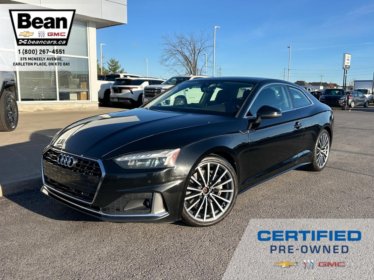 Used 2020 Audi A5 2.0T Komfort 2.0L 4 CYL WITH REMOTE START/ENTRY, SUNROOF, HEATED SEATS, HEATED STEERING WHEEL, DRIVE SELECT, APPLE CARPLAY AND ANDROID AUTO for sale in Carleton Place, ON