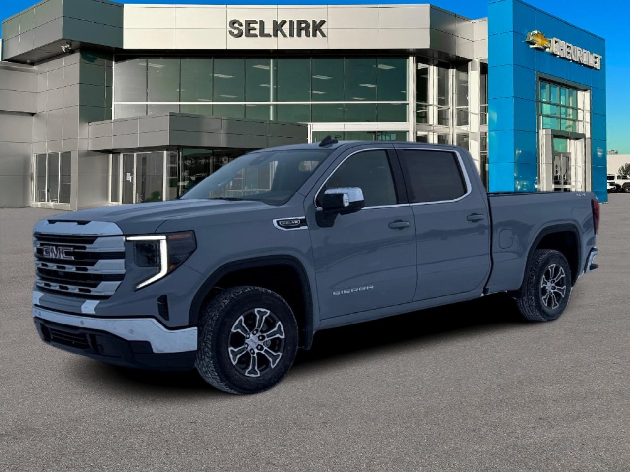 <b>Trailering Package,  Heated Seats,  Heated Steering Wheel,  Remote Start,  Climate Control!</b><br> <br> <br> <br>  No matter where you’re heading or what tasks need tackling, there’s a premium and capable Sierra 1500 that’s perfect for you. <br> <br>This 2025 GMC Sierra 1500 stands out in the midsize pickup truck segment, with bold proportions that create a commanding stance on and off road. Next level comfort and technology is paired with its outstanding performance and capability. Inside, the Sierra 1500 supports you through rough terrain with expertly designed seats and robust suspension. This amazing 2025 Sierra 1500 is ready for whatever.<br> <br> This thunderstorm grey metallic Crew Cab 4X4 pickup   has an automatic transmission and is powered by a  355HP 5.3L 8 Cylinder Engine.<br> <br> Our Sierra 1500s trim level is SLE. Standard features include a massive 13.4 inch touchscreen display with wireless Apple CarPlay and Android Auto, wireless streaming audio, SiriusXM, 4G LTE hotspot, cruise control and LED headlights. Additionally, this pickup truck also comes with a rear vision camera, forward collision warning and lane keep assist, air conditioning, teen driver technology plus so much more! This vehicle has been upgraded with the following features: Trailering Package,  Heated Seats,  Heated Steering Wheel,  Remote Start,  Climate Control,  Hitch Guidance,  Lane Keep Assist. <br><br> <br>To apply right now for financing use this link : <a href=https://www.selkirkchevrolet.com/pre-qualify-for-financing/ target=_blank>https://www.selkirkchevrolet.com/pre-qualify-for-financing/</a><br><br> <br/> Weve discounted this vehicle $3011.    Incentives expire 2025-01-02.  See dealer for details. <br> <br>Selkirk Chevrolet Buick GMC Ltd carries an impressive selection of new and pre-owned cars, crossovers and SUVs. No matter what vehicle you might have in mind, weve got the perfect fit for you. If youre looking to lease your next vehicle or finance it, we have competitive specials for you. We also have an extensive collection of quality pre-owned and certified vehicles at affordable prices. Winnipeg GMC, Chevrolet and Buick shoppers can visit us in Selkirk for all their automotive needs today! We are located at 1010 MANITOBA AVE SELKIRK, MB R1A 3T7 or via phone at 204-482-1010.<br> Come by and check out our fleet of 40+ used cars and trucks and 240+ new cars and trucks for sale in Selkirk.  o~o