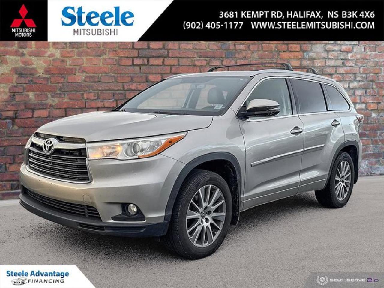 PILE OF SPACE FOR GROWING FAMILIES!2016 Toyota Highlander XLE SUNROOF | HEATED SEATS AWD, 3rd row seats: split-bench, 4-Wheel Disc Brakes, Alloy wheels, Anti-whiplash front head restraints, CD player, Driver door bin, Dual front impact airbags, Front anti-roll bar, Low tire pressure warning, MP3 decoder, Occupant sensing airbag, Power steering, Rear anti-roll bar, Rear window defroster, Rear window wiper, Remote keyless entry, Speed-sensing steering, Split folding rear seat, Steering wheel mounted audio controls, Telescoping steering wheel, Traction control, Trip computer.Brown 2016 Toyota Highlander XLE SUNROOF | HEATED SEATS AWD 6-Speed Automatic 3.5L 6-CylinderSteele Mitsubishi has the largest and most diverse selection of preowned vehicles in HRM. Buy with confidence, knowing we use fair market pricing guaranteeing the absolute best value in all of our pre owned inventory!Steele Auto Group is one of the most diversified group of automobile dealerships in Canada, with 60 dealerships selling 29 brands and an employee base of well over 2300. Sales are up over last year and our plan going forward is to expand further into Atlantic Canada and the United States furthering our commitment to our Canadian customers as well as welcoming our new customers in the USA.Reviews:* On most aspects of bad-weather confidence, a commanding driving position, comfort, flexibility, and space to spare, the Highlander seems to have impressed owners. Many appreciate the upscale feature content, and the automatic high-beams, and JBL stereo are commonly listed as feature favourites. Many say the standard V6 driveline offers up an ideal blend of performance punch and fuel efficiency. Source: autoTRADER.caAwards:* JD Power Canada Initial Quality Study (IQS)