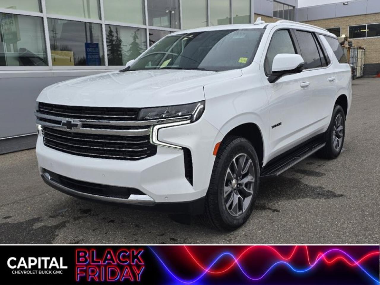 Check out this 2024 Chevrolet Tahoe LT. Its Automatic transmission and Turbocharged Diesel I6 3.0/ engine will keep you going. This Chevrolet Tahoe features the following options: ENGINE, DURAMAX 3.0L TURBO-DIESEL I6 (277 hp [206.6 kW] @ 3750 rpm, 460 lb-ft of torque [623.7 N-m] @ 1500 rpm), Wireless Charging, Wireless Apple CarPlay/Wireless Android Auto, Wipers, front intermittent, Rainsense, Wiper, rear intermittent with washer, Windshield, solar absorbing, Windows, power with rear Express-Down, Window, power with front passenger Express-Up/Down, Window, power with driver Express-Up/Down, and Wi-Fi Hotspot capable (Terms and limitations apply. See onstar.ca or dealer for details.). Test drive this vehicle at Capital Chevrolet Buick GMC Inc., 13103 Lake Fraser Drive SE, Calgary, AB T2J 3H5.