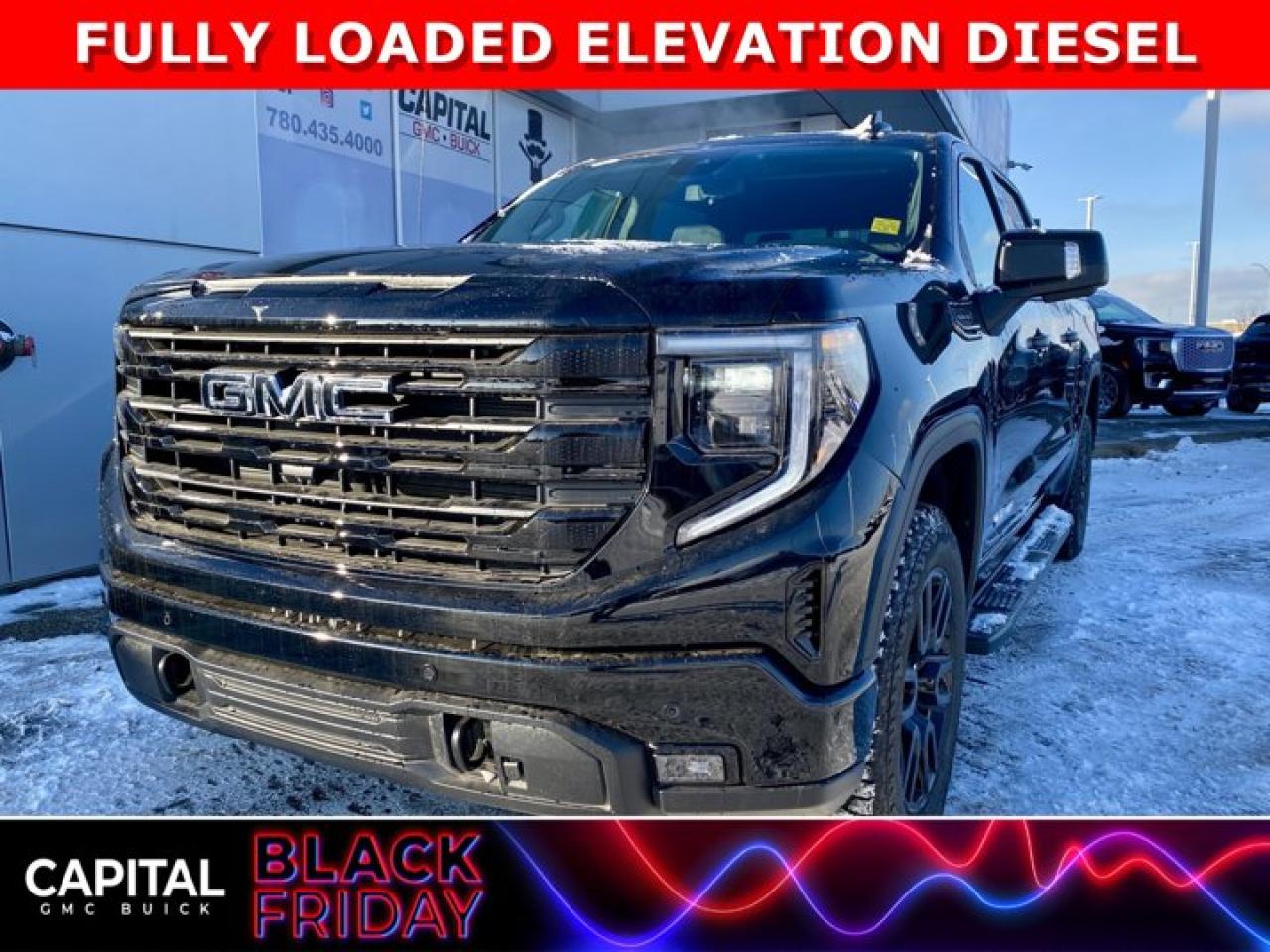 Take a look at this FULLY LOADED 2025 Sierra 1500 Elevation Premium Package! Fully Equipped with the Duramax Diesel engine and great options like Leather Bucket Seats, Bose Stereo, DUAL EXHAUST, X31 Off-Road Package, Heated Steering, Heated Seats, Adaptive Cruise Control, Black Emblems, Assist Steps, 360 CAM, Wireless Charging, Front and Rear Park Assist, All-weather floor liners and so much more... CALL NOWAsk for the Internet Department for more information or book your test drive today! Text 825-445-0521 for fast answers at your fingertips!AMVIC Licensed Dealer - Licence Number B1044900Disclaimer: All prices are plus taxes and include all cash credits and loyalties. See dealer for details. AMVIC Licensed Dealer # B1044900