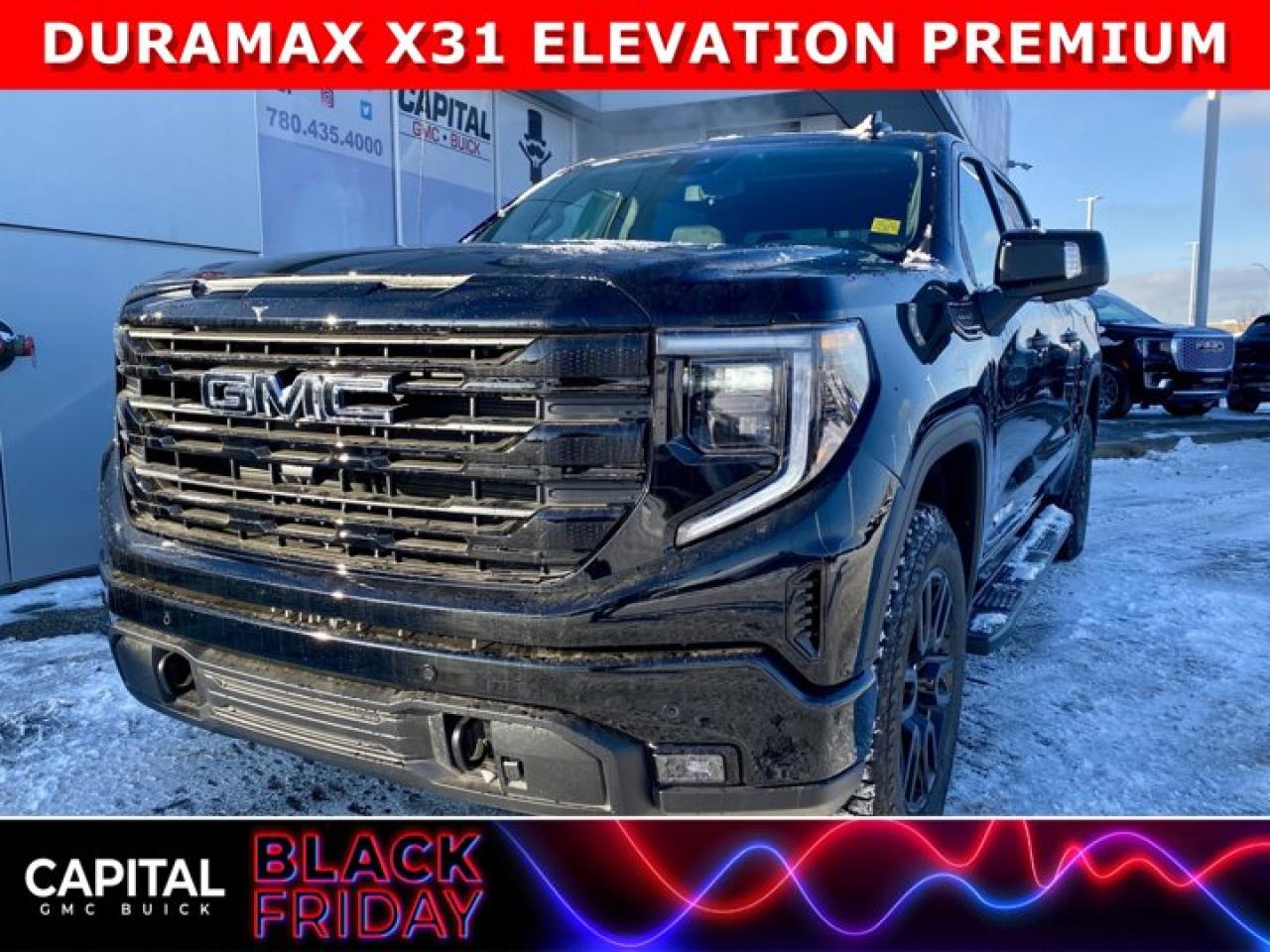 Take a look at this FULLY LOADED 2025 Sierra 1500 Elevation Premium Package! Fully Equipped with the Duramax Diesel engine and great options like Sunroof, Leather Bucket Seats, Bose Stereo, DUAL EXHAUST, X31 Off-Road Package, Heated Steering, Heated Seats, Adaptive Cruise Control, Black Emblems, Assist Steps, 360 CAM, Wireless Charging, Front and Rear Park Assist, All-weather floor liners and so much more... CALL NOWAsk for the Internet Department for more information or book your test drive today! Text 825-445-0521 for fast answers at your fingertips!AMVIC Licensed Dealer - Licence Number B1044900Disclaimer: All prices are plus taxes and include all cash credits and loyalties. See dealer for details. AMVIC Licensed Dealer # B1044900