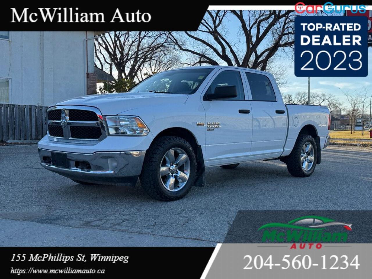 <br> <br><br>2019 RAM 1500 CLASSIC SXT PLUS CREW CAB 4X4 Bright White<br>This rugged and versatile truck features a Bright White exterior and a durable Black interior with Diesel Grey cloth seats. Powered by a 5.7L HEMI V8 engine with FuelSaver MDS and a 6-speed automatic transmission, this RAM 1500 Classic SXT Plus is built for performance and reliability.<br><br>Key Features:<ul><li><br><br>Exterior: Bright White finish, 17x7-inch lightweight steel wheels, P265/70R17 all-season tires, and quad-lens halogen headlamps.</li><li><br><br>Interior: Heavy-duty vinyl 40/20/40 split bench seat, rear folding seat, black vinyl floor covering, air conditioning, cruise control, and power windows with one-touch up/down.</li><li><br><br>Safety: Advanced multistage airbags, electronic stability control, ParkView rear backup camera, tire pressure monitoring, and heavy-duty shock absorbers.</li><li><br><br>Tech: Radio 3.0 with 6 speakers, remote USB port, audio input jack, and optional Uconnect 3 with 5-inch touchscreen and Bluetooth.</li><li><br><br>Convenience: Second-row in-floor storage bins, rear underseat compartment storage, and a 3.5-inch Electronic Vehicle Information Centre.</li></ul><br><br>Optional Equipment:<ul><li><br><br>SXT Plus Group ($1,575): Upgrades to cloth 40/20/40 bench seat, carpet floor covering, front floor mats, remote keyless entry, fog lamps, bright bumpers, dual rear exhaust with bright tips, and 20x8-inch chrome-clad aluminum wheels with P275/60R20 all-season tires.</li><li><br><br>Uconnect 3 with 5-inch Display ($600): Adds a 5-inch touchscreen, overhead console, temperature and compass gauge, and GPS antenna input.</li></ul><br><br>This RAM 1500 Classic SXT Plus Crew Cab 4X4 combines rugged capability with modern features, making it an excellent choice for work or adventure. Contact us today to learn more or schedule a test drive!<br><br>DEALER PERMIT #4611<br><br>Call today: 204-560-1234<br><br>Visit us TODAY at 155 McPhillips St, Winnipeg, MB <br><br>Website: www.mcwiliamauto.ca<br><br>Email: winnipegcar@gmail.com<br><br>Click here to get pre approved:<br><br>https://www.mcwilliamauto.ca/car-loan-application/<br><br> <br><br> <br><br> IMPORTANT DISCLAIMER : <br><br> <br><br>This vehicle is a used vehicle, all the features and information may not be accurate from the descriptions above, please check the actual vehicle for the actual information.