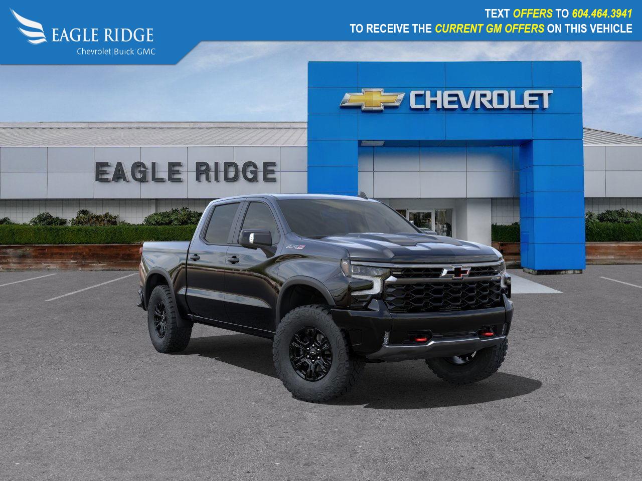 New 2025 Chevrolet Silverado 1500 ZR2 off-road package, 13.4 touchscreen, Apple CarPlay, Android Auto, heated seats/steering wheel, auto-lock rear diff, 18 gloss black wheels, HD surround vision, advanced safety features. for sale in Coquitlam, BC