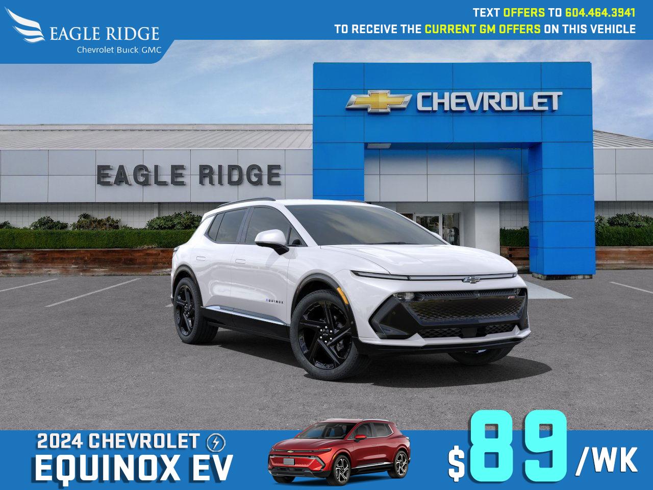 New 2024 Chevrolet Equinox EV RS Smartphone App, Front Power Seats, Active Safety Package, Wireless charger, Adaptive cruise control, Enhance automatics emergency braking for sale in Coquitlam, BC