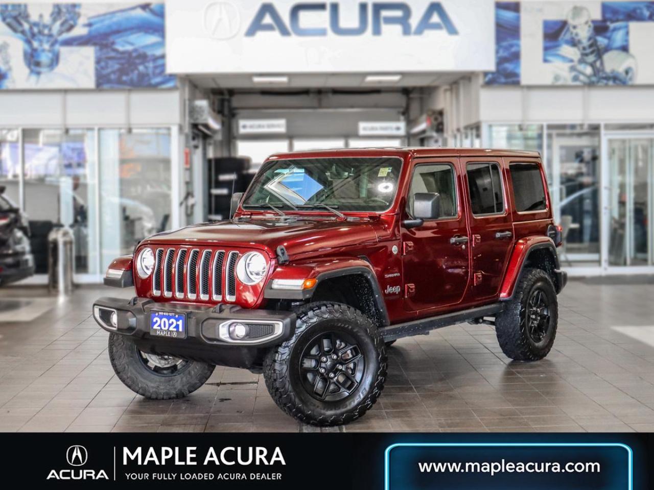 Bluetooth, Market Value Pricing, Not a Rental, Local Trade, 30 Day 1,000km safety related and 90 Day 5,000 km engine and transmission warranty, ** All vehicles are all in priced, No additional fees are applied., Ask us about including Acuras 40 month Tire and Rim warranty., 240 Amp Alternator, 4- and 7-Pin Wiring Harness, Front anti-roll bar, Front dual zone A/C, Front Heated Seats, Rear window defroster, Remote Proximity Keyless Entry, SOS Call & Roadside Assistance Call.

Recent Arrival! 2021 Jeep Wrangler Unlimited Sahara
2.0L I4 DOHC 8-Speed Automatic 4WD


** All vehicles are all in priced, No additional fees are applied. Buying an used vehicle from Maple Acura is always a safe investment. We know you want to be confident in your choice and we want you to be fully satisfied. Thats why ALL our used vehicles come with our limited warranty peace of mind package included in the price. No questions, no discussion - 30 days or 1,000 km safety related warranty 90 days or 5,000 kilometre powertrain coverage. From the day you pick up your new car you can rest assured that we have you covered.