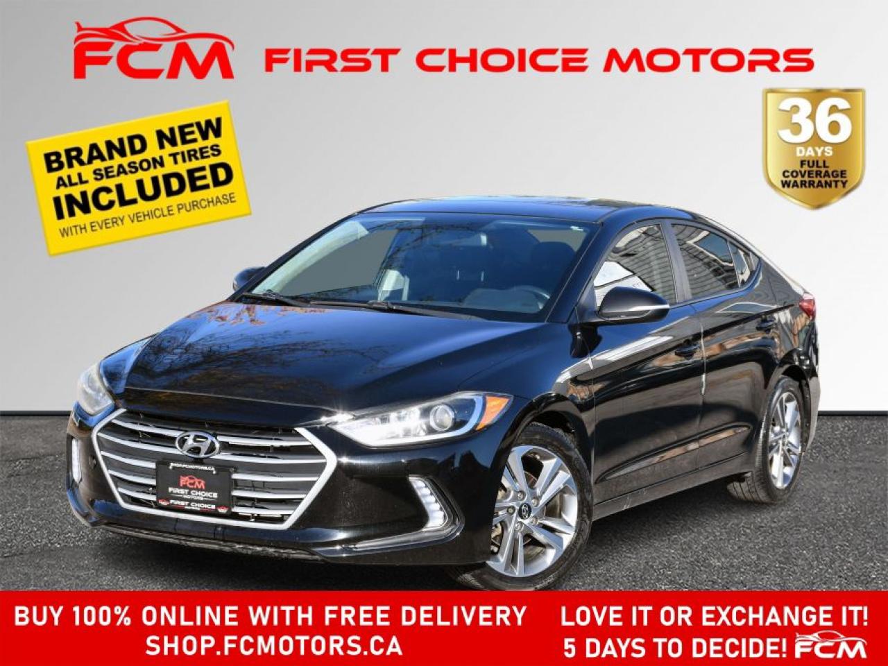 ** ** SPECIAL LIMITED TIME OFFER ** ** PURCHASE ANY VEHICLE THIS WEEK AND RECEIVE 4 BRAND-NEW ALL-SEASON TIRES AT NO ADDITIONAL COST!!! DON   T MISS THIS EXCLUSIVE CHANCE TO UPGRADE YOUR RIDE AND STAY PREPARED FOR ANY WEATHER!!! <br><br>EXCITING NEWS FROM FIRST CHOICE MOTORS! Our brand-new online showroom is now open to the public, bringing the ultimate car shopping experience right to your fingertips! Enjoy a 100% online car shopping experience, with over 500 certified vehicles in stock, comprehensive protection plans, and thousands of new auto parts & accessories available! Plus, for a limited time, were offering FREE deliveries across Ontario on all vehicle purchases! Dont miss out   visit Shop.fcmotors.ca to find and upgrade your perfect vehicle today!<br><br>Welcome to First Choice Motors, the largest car dealership in Ontario of pre-owned cars, SUVs, and vans priced between $5000-$15,000. With an impressive inventory of over 500 vehicles in stock, we are dedicated to providing our customers with a vast selection of affordable and reliable options. <br><br>Were thrilled to offer a used 2017 Hyundai Elantra GLS, black color with 228,000km (STK#7939) This vehicle was $10990 NOW ON SALE FOR $8990. It is equipped with the following features:<br>- Automatic Transmission<br>- Sunroof<br>- Heated seats<br>- Bluetooth<br>- Apple CarPlay<br>- Reverse camera<br>- Alloy wheels<br>- Power windows<br>- Power locks<br>- Power mirrors<br>- Air Conditioning<br><br>At First Choice Motors, we believe in providing quality vehicles that our customers can depend on. All our vehicles come with a 36-day FULL COVERAGE warranty. We also offer additional warranty options up to 5 years for our customers who want extra peace of mind. All Carfax Canada History Reports will be available to view & print from our website www.fcmotors.ca or Shop.fcmotors.ca<br><br>Furthermore, all our vehicles are sold fully certified with brand new brakes rotors and pads, a fresh oil change, and brand new set of all-season tires installed & balanced. You can be confident that this car is in excellent condition and ready to hit the road.<br><br>At First Choice Motors, we believe that everyone deserves a chance to own a reliable and affordable vehicle. Thats why we offer financing options with low interest rates starting at 7.9% O.A.C. Were proud to approve all customers, including those with bad credit, no credit, students, and even 9 socials. Our finance team is dedicated to finding the best financing option for you and making the car buying process as smooth and stress-free as possible.<br><br>Our dealership is open 7 days a week to provide you with the best customer service possible. We carry the largest selection of used vehicles for sale under $9990 in all of Ontario. We stock over 500 cars, mostly Acura ,Audi ,BMW, Buick, Cadillac, Chevrolet, Chrysler, Dodge, Fiat, Ford, GMC, Hyundai, Infiniti, Jeep, Kia, Lexus, Lincoln, Mazda, Mercedes-Benz, Mini, Mitsubishi, Nissan, Subaru, Toyota & Volvo. With our ongoing sale, you can find your dream car at a price you can afford. Come visit us today and experience why we are the best choice for your next used car purchase!<br><br>All prices exclude a $12.50 OMVIC fee, license plates & registration and ONTARIO HST (13%)