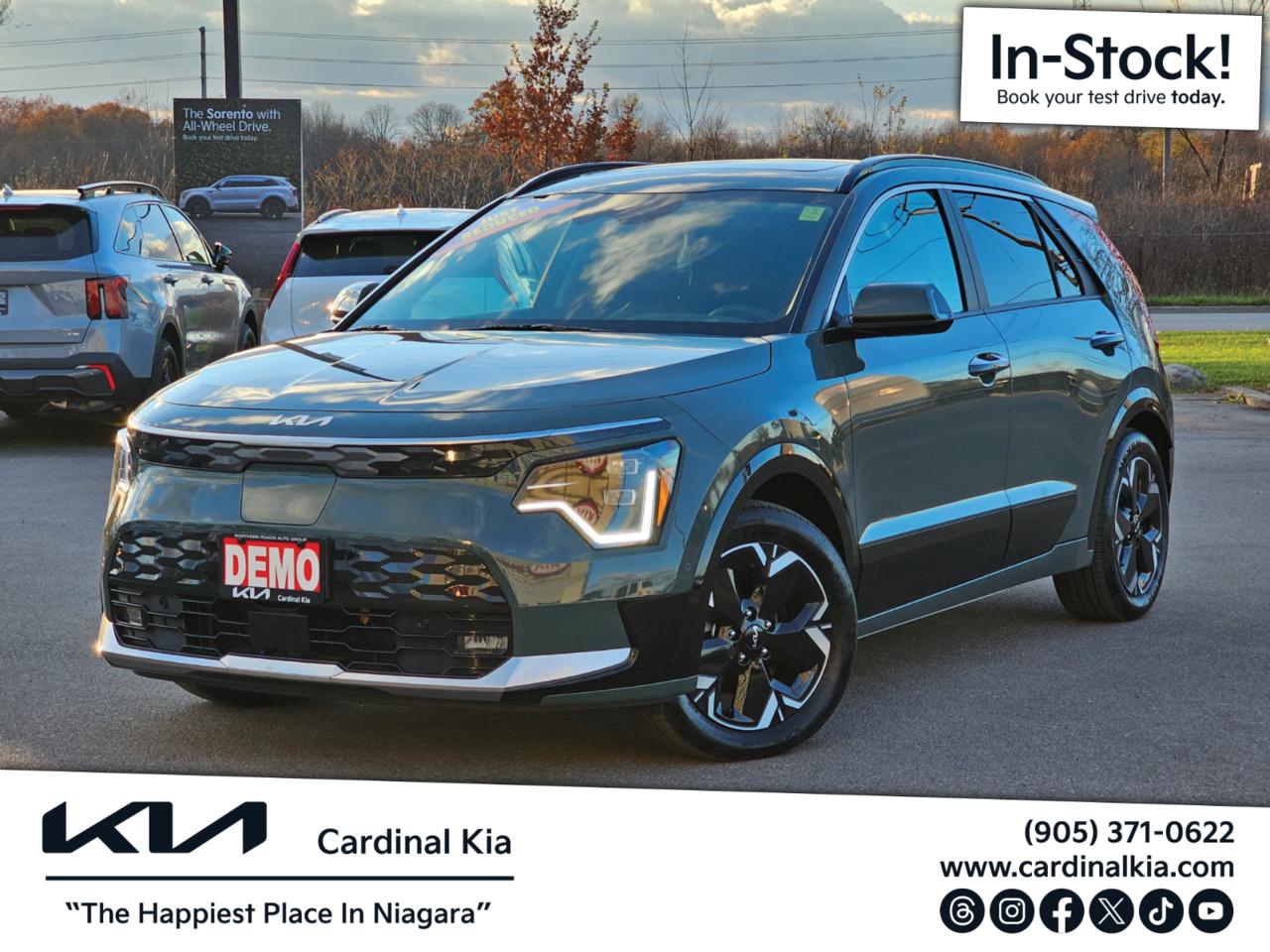 This previous DEMO is here in-stock, book an appointment for your test drive today!

The selling price of this vehicle includes a Winter Protection Package (Undercoating & All-Weather Mats) priced at $1,195, Road-Hazard, Wheel-Locks & Nitro Package priced at $995 and a document fee priced at $599.

At Cardinal Kia we believe in 5-Star Customer Service - we are committed to exceeding your expectations, from test drive to delivery. Our professional team will help you find your perfect Kia, one that fits all your needs and budget, and prove to you that owning a Kia is an experience you dont want to miss. Call or visit the all-new www.cardinalkia.com today and if you need more convincing, read our reviews - they tell a story! We are located at 7818 Oakwood Drive, Niagara Falls (seconds away from Walmart) and right beside the QEW! Buy with confidence; read our Online Reviews & check us out on Facebook, Twitter, and Instagram! Look us up on YouTube for helpful and handy How To videos to show you how to use the features of your new vehicle! For more of our New & Pre-Owned Inventory, please visit the all-new www.cardinalkia.com. Proudly serving the Niagara Region! From out of town? There is always a reason to visit Niagara Falls! We have customers from all over Ontario; Niagara Falls, St. Catharines, Welland, Fonthill and Fort Erie, Grimsby, Port Colborne, Beamsville, Hamilton, Smithville, Wainfleet, Stoney Creek, Hamilton Mountain, Burlington, Oakville, Ancaster and Caledonia and 1 hour from Mississauga, South Brampton and Hagersville.