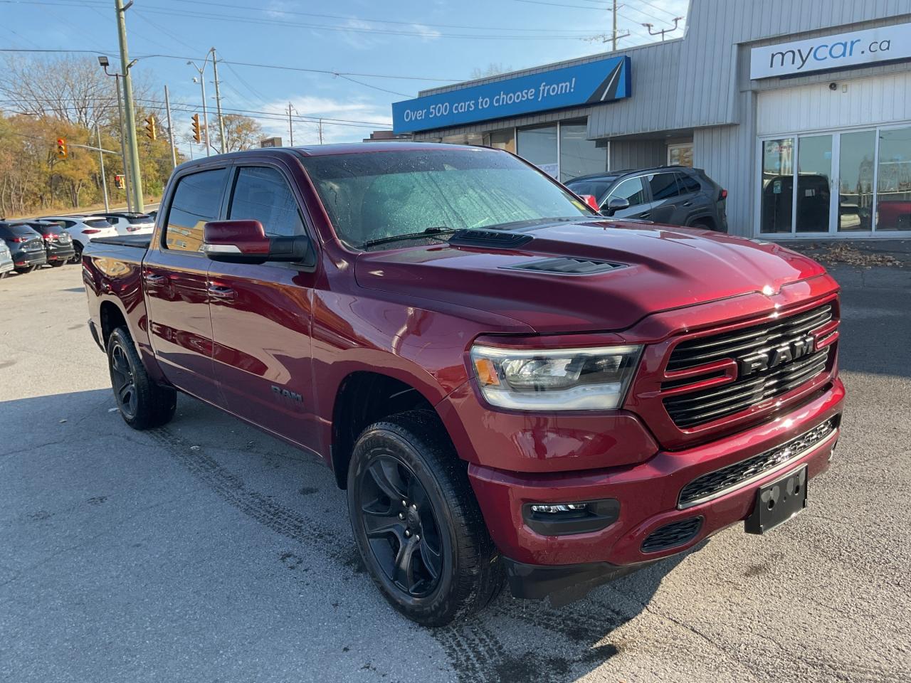 Used 2021 RAM 1500 Sport 5.7L SPORT!!! TONNEAU COVER. BOX LINER. BACKUP CAM. HEATED SEATS. LEATHER. ALLOYS. A/C. CRUISE. PWR for sale in Kingston, ON