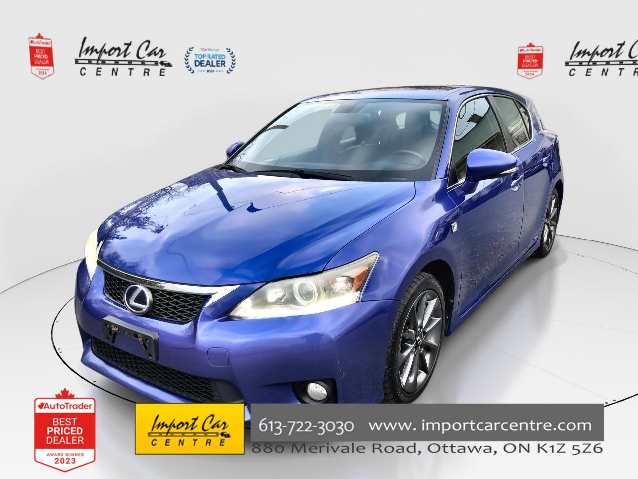 Used 2012 Lexus CT 200h F SPORT, LEATHER, ROOF, BK. CAM, HTD. SEATS, ALLOY for sale in Ottawa, ON