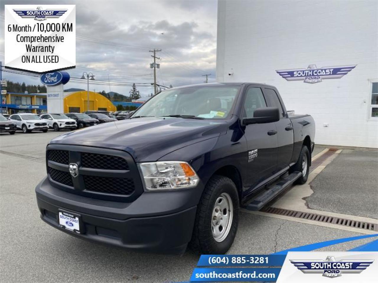 <b>Low Mileage, Rear Camera,  Cruise Control,  Air Conditioning,  Power Windows,  Power Doors!</b><br> <br> <p style=color:Blue;><b>Upgrade your ride at South Coast Ford with peace of mind! Our used vehicles come with a minimum of 10,000 km and 6 months of Comprehensive Vehicle Warranty. Drive with confidence knowing your investment is protected.</b></p><br> <br> Compare at $27800 - Our Price is just $26990! <br> <br>   Reliable, dependable, and innovative, this Ram 1500 Classic proves that it has what it takes to get the job done right. This  2019 Ram 1500 Classic is fresh on our lot in Sechelt. <br> <br>The reasons why this Ram 1500 Classic stands above its well-respected competition are evident: uncompromising capability, proven commitment to safety and security, and state-of-the-art technology. From its muscular exterior to the well-trimmed interior, this 2019 Ram 1500 Classic is more than just a workhorse. Get the job done in comfort and style while getting a great value with this amazing full size truck. This low mileage  Quad Cab pickup  has just 58,302 kms. Its  blue in colour  . It has a 6 speed automatic transmission and is powered by a  305HP 3.6L V6 Cylinder Engine.  It may have some remaining factory warranty, please check with dealer for details. <br> <br> Our 1500 Classics trim level is ST. This 1500 Classic ST is a serious work truck that comes well equipped with heavy-duty shock absorbers, electronic stability control and trailer sway control, ParkView rear back-up camera, cruise control, air conditioning, an infotainment hub with radio 3.0 and a USB port, automatic headlights, power windows, power doors, and more. This vehicle has been upgraded with the following features: Rear Camera,  Cruise Control,  Air Conditioning,  Power Windows,  Power Doors. <br> To view the original window sticker for this vehicle view this <a href=http://www.chrysler.com/hostd/windowsticker/getWindowStickerPdf.do?vin=1C6RR6FG7KS564327 target=_blank>http://www.chrysler.com/hostd/windowsticker/getWindowStickerPdf.do?vin=1C6RR6FG7KS564327</a>. <br/><br> <br>To apply right now for financing use this link : <a href=https://www.southcoastford.com/financing/ target=_blank>https://www.southcoastford.com/financing/</a><br><br> <br/><br> Buy this vehicle now for the lowest bi-weekly payment of <b>$204.48</b> with $0 down for 84 months @ 8.99% APR O.A.C. ( Plus applicable taxes -  $595 Administration Fee included    / Total Obligation of $37215  ).  See dealer for details. <br> <br>Call South Coast Ford Sales or come visit us in person. Were convenient to Sechelt, BC and located at 5606 Wharf Avenue. and look forward to helping you with your automotive needs.<br><br> Come by and check out our fleet of 20+ used cars and trucks and 80+ new cars and trucks for sale in Sechelt.  o~o