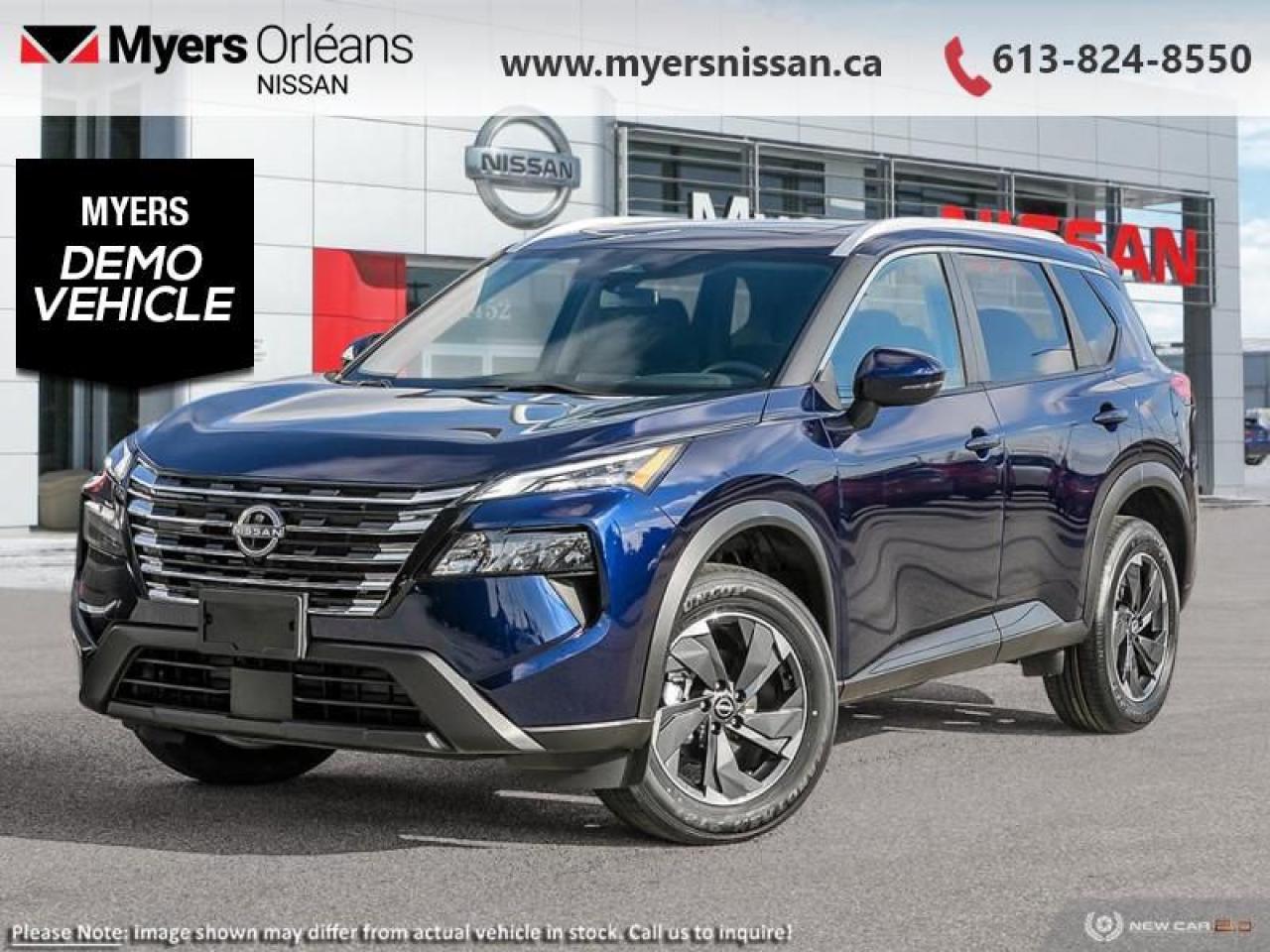 <b>Moonroof,  Power Liftgate,  Adaptive Cruise Control,  Alloy Wheels,  Heated Seats!</b><br> <br> <br> <br>  The Rogue is built to serve as a well-rounded crossover, with rugged design, a comfortable ride and modern interior tech. <br> <br>Nissan was out for more than designing a good crossover in this 2025 Rogue. They were designing an experience. Whether your adventure takes you on a winding mountain path or finding the secrets within the city limits, this Rogue is up for it all. Spirited and refined with space for all your cargo and the biggest personalities, this Rogue is an easy choice for your next family vehicle.<br> <br> This deep ocean blue SUV  has an automatic transmission and is powered by a  201HP 1.5L 3 Cylinder Engine.<br> <br> Our Rogues trim level is SV. Rogue SV steps things up with a power moonroof, a power liftgate for rear cargo access, adaptive cruise control and ProPilot Assist. Also standard include heated front heats, a heated leather steering wheel, mobile hotspot internet access, proximity key with remote engine start, dual-zone climate control, and an 8-inch infotainment screen with NissanConnect, Apple CarPlay, and Android Auto. Safety features also include lane departure warning, blind spot detection, front and rear collision mitigation, and rear parking sensors. This vehicle has been upgraded with the following features: Moonroof,  Power Liftgate,  Adaptive Cruise Control,  Alloy Wheels,  Heated Seats,  Heated Steering Wheel,  Mobile Hotspot.  This is a demonstrator vehicle driven by a member of our staff, so we can offer a great deal on it.<br><br> <br/>    5.99% financing for 84 months. <br> Payments from <b>$610.17</b> monthly with $0 down for 84 months @ 5.99% APR O.A.C. ( Plus applicable taxes -  $621 Administration fee included. Licensing not included.    ).  Incentives expire 2025-01-02.  See dealer for details. <br> <br> <br>LEASING:<br><br>Estimated Lease Payment: $554/m <br>Payment based on 5.49% lease financing for 60 months with $0 down payment on approved credit. Total obligation $33,258. Mileage allowance of 20,000 KM/year. Offer expires 2025-01-02.<br><br><br>We are proud to regularly serve our clients and ready to help you find the right car that fits your needs, your wants, and your budget.And, of course, were always happy to answer any of your questions.Proudly supporting Ottawa, Orleans, Vanier, Barrhaven, Kanata, Nepean, Stittsville, Carp, Dunrobin, Kemptville, Westboro, Cumberland, Rockland, Embrun , Casselman , Limoges, Crysler and beyond! Call us at (613) 824-8550 or use the Get More Info button for more information. Please see dealer for details. The vehicle may not be exactly as shown. The selling price includes all fees, licensing & taxes are extra. OMVIC licensed.Find out why Myers Orleans Nissan is Ottawas number one rated Nissan dealership for customer satisfaction! We take pride in offering our clients exceptional bilingual customer service throughout our sales, service and parts departments. Located just off highway 174 at the Jean DÀrc exit, in the Orleans Auto Mall, we have a huge selection of New vehicles and our professional team will help you find the Nissan that fits both your lifestyle and budget. And if we dont have it here, we will find it or you! Visit or call us today.<br> Come by and check out our fleet of 20+ used cars and trucks and 100+ new cars and trucks for sale in Orleans.  o~o