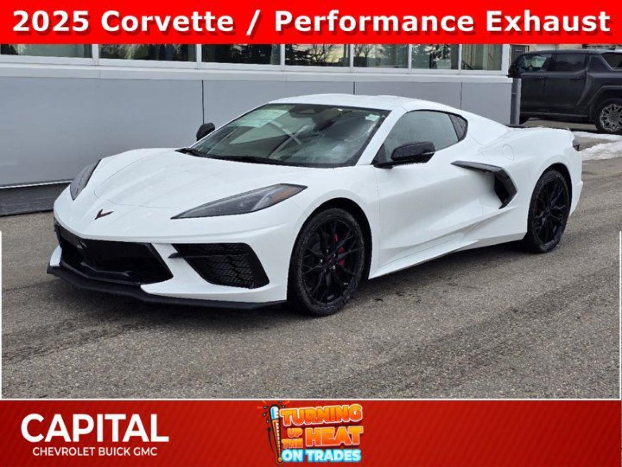 This Chevrolet Corvette boasts a Gas V8 6.2L/ engine powering this Automatic transmission. ENGINE, 6.2L V8 DI, HIGH-OUTPUT Variable Valve Timing (VVT), Active Fuel Management (AFM) (490 hp [365.4 kW] @ 6450 rpm, 465 lb-ft of torque [627.8 N-m] @ 5150 rpm) (STD), Wireless Apple CarPlay/Wireless Android Auto, Wipers, front intermittent.*This Chevrolet Corvette Comes Equipped with These Options *Windows, power with driver and passenger Express-Down/Up, Wi-Fi Hotspot capable (Terms and limitations apply. See onstar.ca or dealer for details.), Wheels, 19 x 8.5 (48.3 cm x 21.6 cm) front and 20 x 11 (50.8 cm x 27.9 cm) rear 5-open-spoke Bright Silver-painted aluminum, Visors, driver and passenger illuminated vanity mirrors, covered, Vehicle health management provides advanced warning of vehicle issues, Transmission, 8-speed dual clutch, includes manual and auto modes, Traction control, all-speed, Tires, 245/35ZR19 front and 305/30ZR20 rear, blackwall, all-season, performance, Theft-deterrent system, vehicle, push button start, immobilizer and audible visual alarm, Teen Driver a configurable feature that lets you activate customizable vehicle settings associated with a key fob, to help encourage safe driving behaviour. It can limit certain available vehicle features, and it prevents certain safety systems from being turned off. An in-vehicle report card gives you information on driving habits and helps you to continue to coach your new driver.* Stop By Today *Stop by Capital Chevrolet Buick GMC Inc. located at 13103 Lake Fraser Drive SE, Calgary, AB T2J 3H5 for a quick visit and a great vehicle!