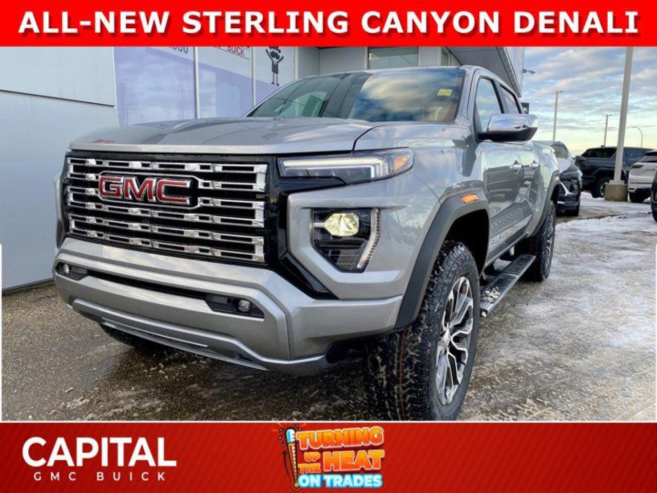 This ALL-NEW Canyon Denali has finally arrived! With every option including Power Sunroof, Heated and Cooled Seats, 360 CAM, Blind Spot Alert, 11.3 Touchscreen, Assist Steps, Bose Stereo, Heated Steering, Remote Start, Adaptive Cruise Control and so much more... Come and experience the ALL-NEW Canyon Denali NOW... Limited ProductionAsk for the Internet Department for more information or book your test drive today! Text 825-445-0521 for fast answers at your fingertips!AMVIC Licensed Dealer - Licence Number B1044900Disclaimer: All prices are plus taxes and include all cash credits and loyalties. See dealer for details. AMVIC Licensed Dealer # B1044900