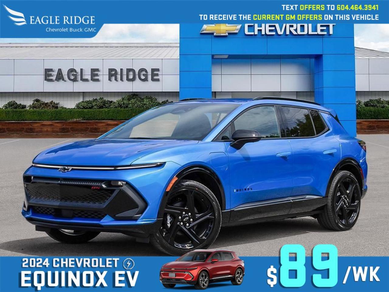 New 2025 Chevrolet Equinox EV RS Smartphone App, Front Power Seats, Active Safety Package, Wireless charger, Adaptive cruise control, Enhance automatics emergency braking for sale in Coquitlam, BC