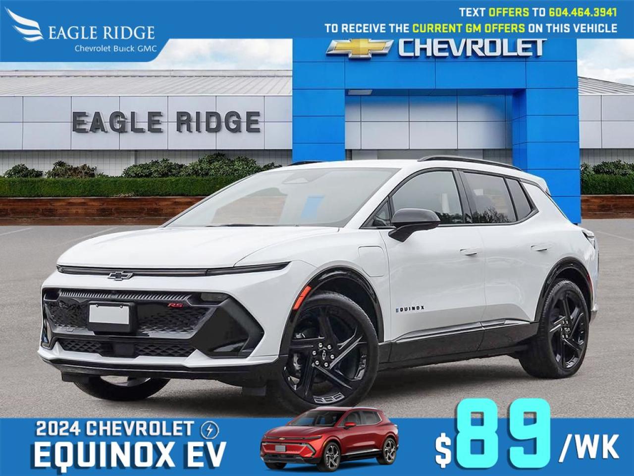 New 2025 Chevrolet Equinox EV RS Smartphone App, Front Power Seats, Active Safety Package, Wireless charger, Adaptive cruise control, Enhance automatics emergency braking for sale in Coquitlam, BC