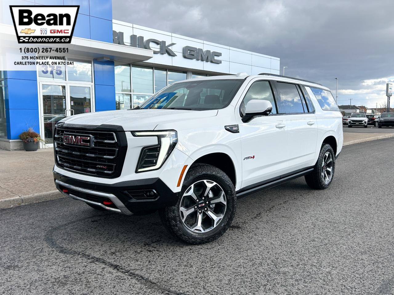 New 2025 GMC Yukon XL AT4 6.2L V8 WITH REMOTE START/ENTRY, SUNROOF, HEATED SEATS, VENTILATED SEATS, POWER LIFTGATE, HD SURROUND VISION, BOSE SPEAKER SYSTEM for sale in Carleton Place, ON