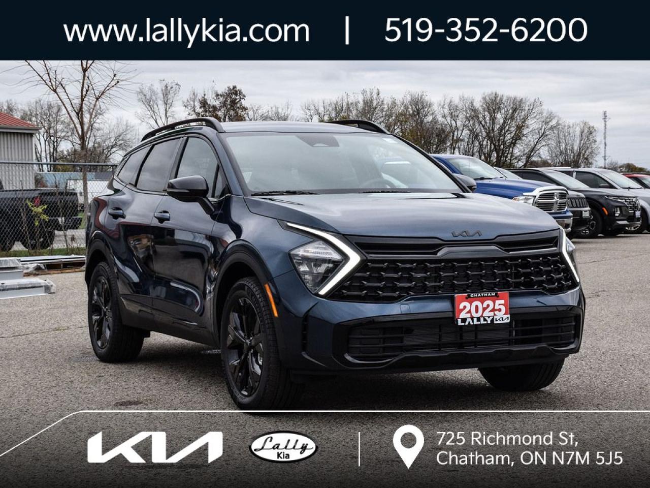 New 2025 Kia Sportage X-Line X-LINE/HEATED FRONT SEATS/HEATED STEERING WHEEL/19-INCH ALLOY WHEELS/POWER DRIVERS SEAT/BLUETOOTH® HANDS-FREE CELL PHONE CONNECTIVITY1/APPLE CARPLAY® AND ANDROID AUTO™ SMARTPHONE INTEGRATION2/REMOTE S for sale in Chatham, ON