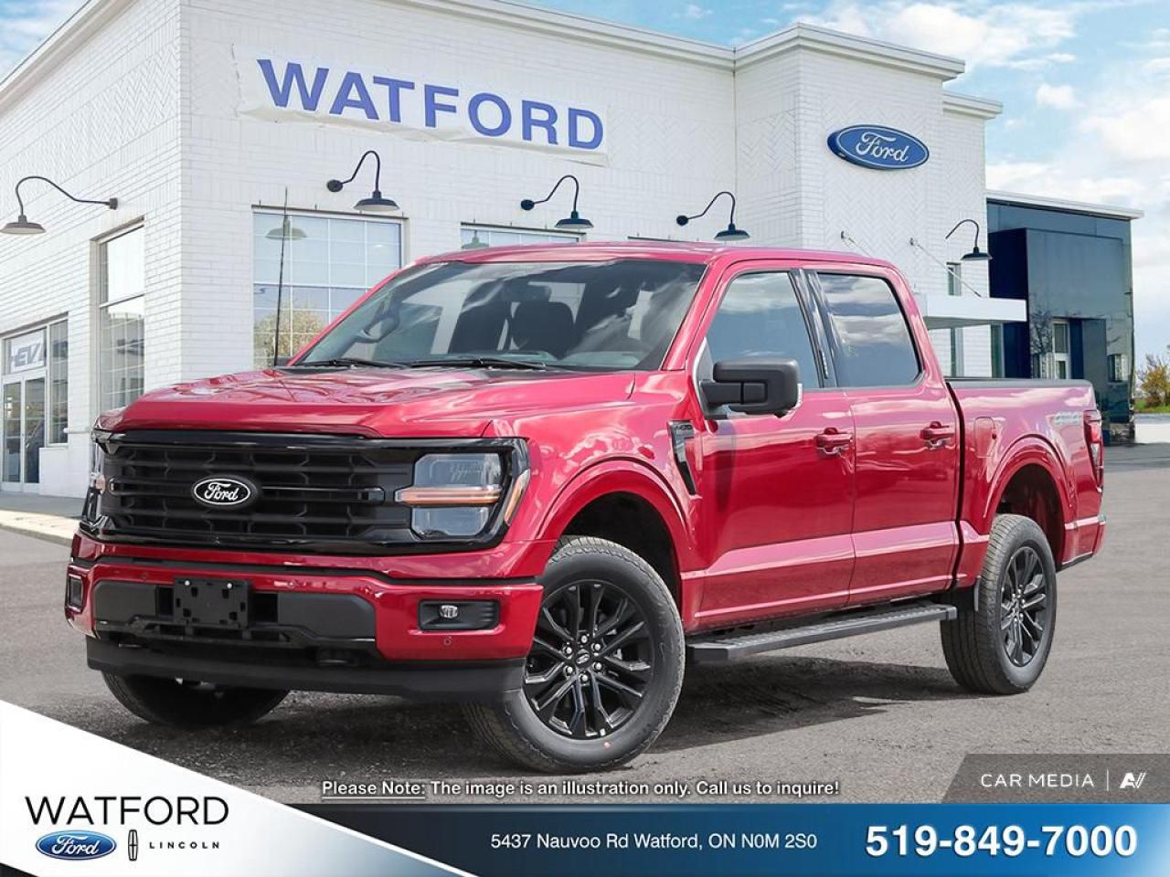 <p>XLT 4WD SUPERCREW 5.5 BOX

ENGINE: 3.5L V6 ECOBOOST
TRANSMISSION: ELECTRONIC 10-SPEED AUTOMATIC
EQUIPMENT GROUP 302A MID
ELECTRONIC LOCKING W/3.55 AXLE RATIO
WHEELS: 20 GLOSS BLACK PAINTED ALUMINUM
TIRES: 275/60R20 BSW A/T
MONOTONE PAINT APPLICATION
RAPID RED METALLIC TINTED CLEARCOAT
BLACK UNIQUE SPORT CLOTH 40/CONSOLE/40 FRONT
MOBILE OFFICE PACKAGE
BED UTILITY PACKAGE
TOW/HAUL PACKAGE
XLT BLACK APPEARANCE PACKAGE PLUS
INTEGRATED TRAILER BRAKE CONTROLLER
GVWR: 7100 LBS (3221 KGS)
LED SIDEVIEW MIRROR SPOTLIGHTS
TOUGH BED SPRAY-IN BEDLINER
TRAY STYLE FLOOR LINER W/CARPET MATS
EQUIPMENT GROUP 302A MID SAVINGS
XLT BLACK APPEARANCE PACKAGE PLUS SAVINGS</p>
<a href=http://www.watfordford.com/new/inventory/Ford-F150-2024-id11525986.html>http://www.watfordford.com/new/inventory/Ford-F150-2024-id11525986.html</a>