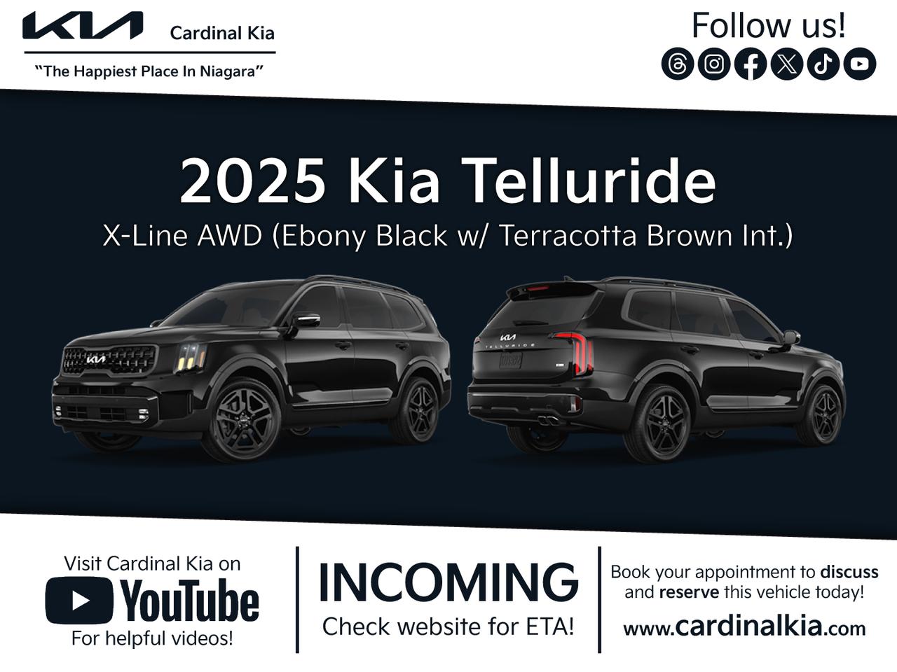 New 2025 Kia Telluride X-Line - Terracotta Brown for sale in Niagara Falls, ON