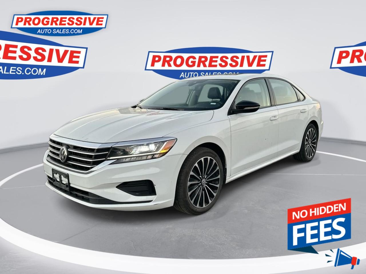 <b>Adaptive Cruise Control,  Leather Seats,  Sunroof,  Navigation,  Fender Premium Audio!</b><br> <br>    New Arrival! This  2022 Volkswagen Passat is for sale today. <br> <br>This  sedan has 94,858 kms. Its  white in colour  . It has an automatic transmission and is powered by a  174HP 2.0L 4 Cylinder Engine. <br> <br> Our Passats trim level is Limited Edition. This Limited Edition features upgraded alloy wheels, a sunroof, fully automatic LED headlights, Fender premium audio, navigation, distance pacing cruise, leather seats, driver memory settings, autonomous emergency braking and lane keep assist. Other premium features include modern black window trim, synthetic wood interior trim, blind spot monitoring and park distance control. This sedan also comes with heated power side mirrors and a stylish chrome grille. Infotainment is everything youd expect with Android Auto, Apple CarPlay, SiriusXM, Bluetooth and a touchscreen to control it all. The interior is comfy and well appointed with heated seats, a leather steering wheel, a proximity key for push button start and remote engine start for those cold winter days. This vehicle has been upgraded with the following features: Adaptive Cruise Control,  Leather Seats,  Sunroof,  Navigation,  Fender Premium Audio,  Memory Seats,  Lane Keep Assist. <br> <br>To apply right now for financing use this link : <a href=https://www.progressiveautosales.com/credit-application/ target=_blank>https://www.progressiveautosales.com/credit-application/</a><br><br> <br/><br><br> Progressive Auto Sales provides you with the all the tools you need to find and purchase a used vehicle that meets your needs and exceeds your expectations. Our Sarnia used car dealership carries a wide range of makes and models for exceptionally low prices due to our extensive network of Canadian, Ontario and Sarnia used car dealerships, leasing companies and auction groups. </br>

<br> Our dealership wouldnt be where we are today without the great people in Sarnia and surrounding areas. If you have any questions about our services, please feel free to ask any one of our staff. If you want to visit our dealership, you can also find our hours of operation and location information on our Contact page. </br> o~o