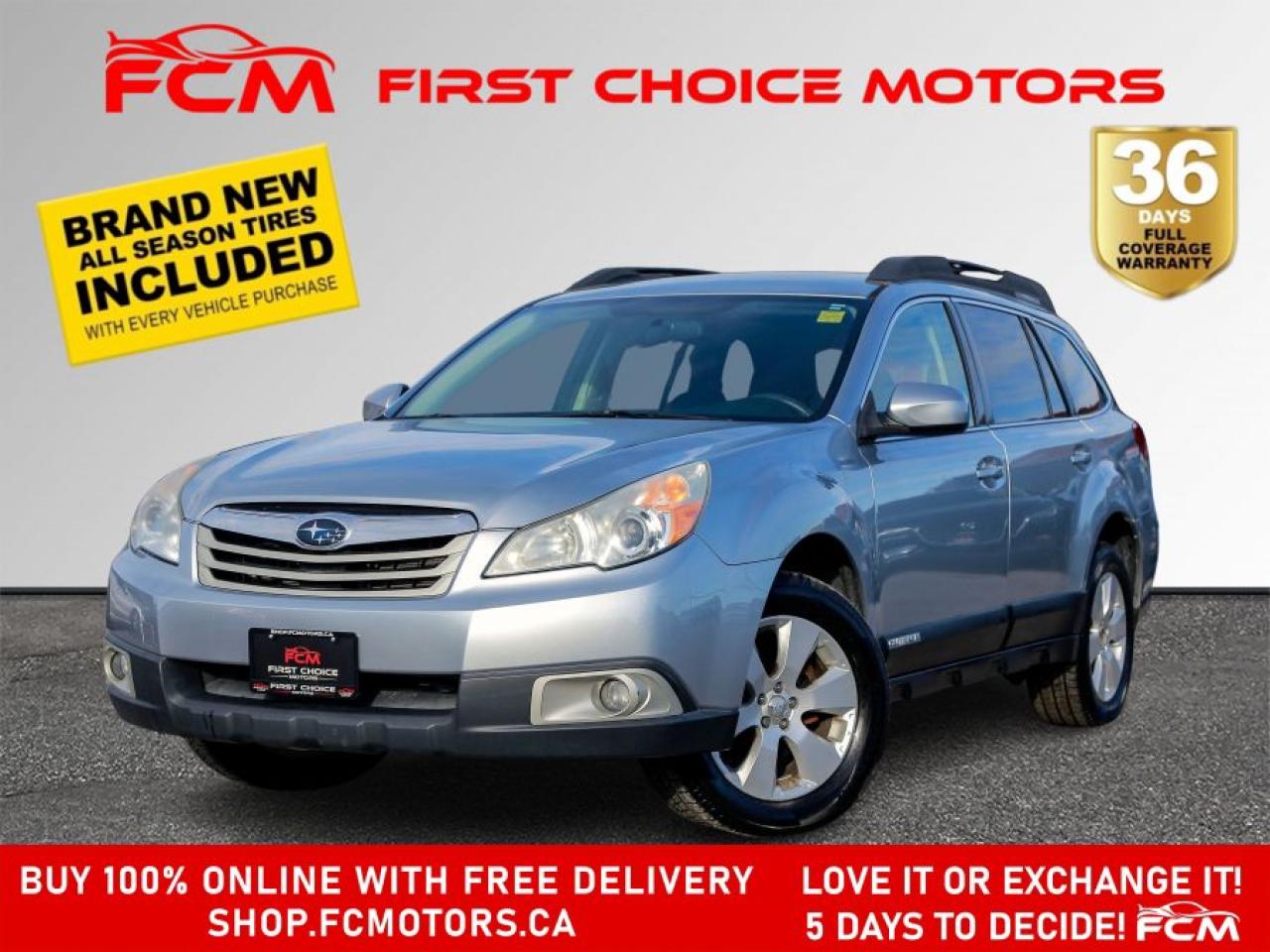 ** ** SPECIAL LIMITED TIME OFFER ** ** PURCHASE ANY VEHICLE THIS WEEK AND RECEIVE 4 BRAND-NEW ALL-SEASON TIRES AT NO ADDITIONAL COST!!! DONT MISS THIS EXCLUSIVE CHANCE TO UPGRADE YOUR RIDE AND STAY PREPARED FOR ANY WEATHER!!!  OFFER VALID UNTIL JULY 1ST, 2024!<br> <br> EXCITING NEWS FROM FIRST CHOICE MOTORS! Our brand-new online showroom is now open to the public, bringing the ultimate car shopping experience right to your fingertips! Enjoy a 100% online car shopping experience, with over 500 certified vehicles in stock, comprehensive protection plans, and thousands of new auto parts & accessories available! Plus, for a limited time, were offering FREE deliveries across Ontario on all vehicle purchases! Dont miss outvisit Shop.fcmotors.ca to find and upgrade your perfect vehicle today!<br> <br> Welcome to First Choice Motors, the largest car dealership in Toronto of pre-owned cars, SUVs, and vans priced between $5000-$15,000. With an impressive inventory of over 300 vehicles in stock, we are dedicated to providing our customers with a vast selection of affordable and reliable options. <br> <br> Were thrilled to offer a used 2012 Subaru Outback, silver color with 202,000km (STK#7990) This vehicle was $7990 NOW ON SALE FOR $6990. It is equipped with the following features:<br> - Automatic Transmission<br> - Heated seats<br> - All wheel drive<br> - Alloy wheels<br> - Power windows<br> - Power locks<br> - Power mirrors<br> - Air Conditioning<br> <br> At First Choice Motors, we believe in providing quality vehicles that our customers can depend on. All our vehicles come with a 36-day FULL COVERAGE warranty. We also offer additional warranty options up to 5 years for our customers who want extra peace of mind.<br> <br> Furthermore, all our vehicles are sold fully certified with brand new brakes rotors and pads, a fresh oil change, and brand new set of all-season tires installed & balanced. You can be confident that this car is in excellent condition and ready to hit the road.<br> <br> At First Choice Motors, we believe that everyone deserves a chance to own a reliable and affordable vehicle. Thats why we offer financing options with low interest rates starting at 7.9% O.A.C. Were proud to approve all customers, including those with bad credit, no credit, students, and even 9 socials. Our finance team is dedicated to finding the best financing option for you and making the car buying process as smooth and stress-free as possible.<br> <br> Our dealership is open 7 days a week to provide you with the best customer service possible. We carry the largest selection of used vehicles for sale under $9990 in all of Ontario. We stock over 300 cars, mostly Hyundai, Chevrolet, Mazda, Honda, Volkswagen, Toyota, Ford, Dodge, Kia, Mitsubishi, Acura, Lexus, and more. With our ongoing sale, you can find your dream car at a price you can afford. Come visit us today and experience why we are the best choice for your next used car purchase!<br> <br> All prices exclude a $10 OMVIC fee, license plates & registration  and ONTARIO HST (13%)