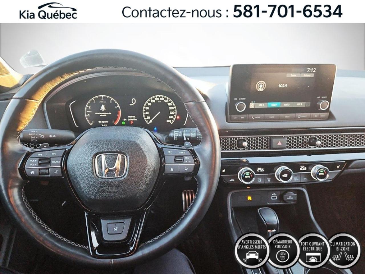 Used 2024 Honda Civic Hatchback SPORT * TOIT* BIZONE* ANGLES MORTS* CAMERA* for sale in Québec, QC