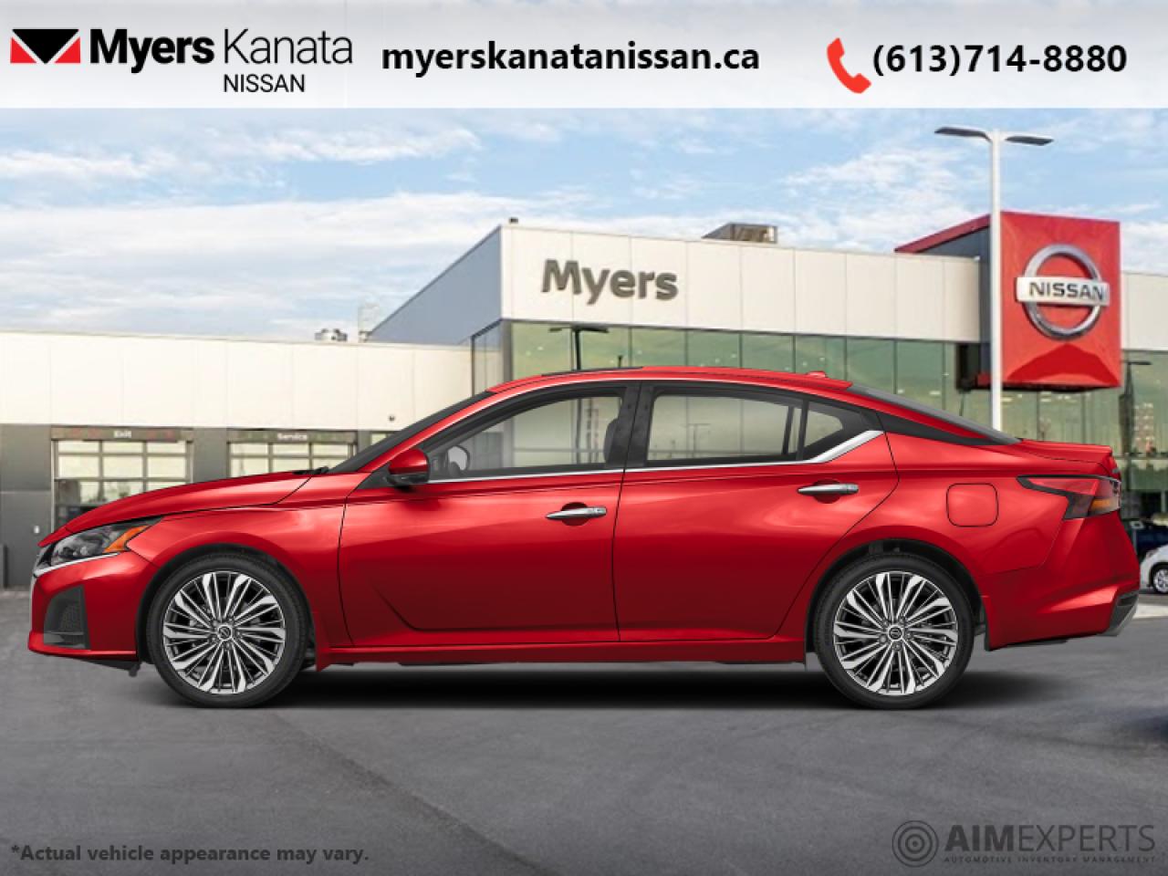 <b>Sunroof,  Aluminum Wheels,  Navigation,  Climate Control,  Heated Seats!</b><br> <br> <br> <br>  With smart and intuitive technology, this 2025 Altima offers a refined and exciting driving experience. <br> <br>Designed to be intuitive and dependable, this 2025 Altima is engineered to impress. Incredible style and tech that immediately inspires a confident feeling helps you take control and enjoy driving again. The cabin is a refined environment full of tech that knows your preferences and lets you take control. For a step into what modern sedans can offer, check out this 2025 Nissan Altima.<br> <br> This scarlet ember t sedan  has an automatic transmission and is powered by a  182HP 2.5L 4 Cylinder Engine.<br> <br> Our Altimas trim level is SR. This Altima SR comes with a moonroof, remote start with intelligent climate control, a heated steering wheel, navigation, dual zone temperature control, fog lights, and paddle shifters. With heated seats for comfort and the Nissan Intelligent key for convenience this Altima offers an elevated experience for everyone. An advanced safety suite including brake assist, collision warning, emergency braking, lane departure warning, blind spot warning, rearview camera, and rear parking sensors helps inspire confidence on every drive. Touchscreen infotainment with Apple CarPlay, Android Auto, and a texting assistant provides technology that knows what you like. This vehicle has been upgraded with the following features: Sunroof,  Aluminum Wheels,  Navigation,  Climate Control,  Heated Seats,  Apple Carplay,  Android Auto. <br><br> <br/>    7.49% financing for 84 months. <br> Payments from <b>$628.48</b> monthly with $0 down for 84 months @ 7.49% APR O.A.C. ( Plus applicable taxes -  $621 Administration fee included. Licensing not included.    ).  Incentives expire 2024-12-02.  See dealer for details. <br> <br><br> Come by and check out our fleet of 50+ used cars and trucks and 80+ new cars and trucks for sale in Kanata.  o~o