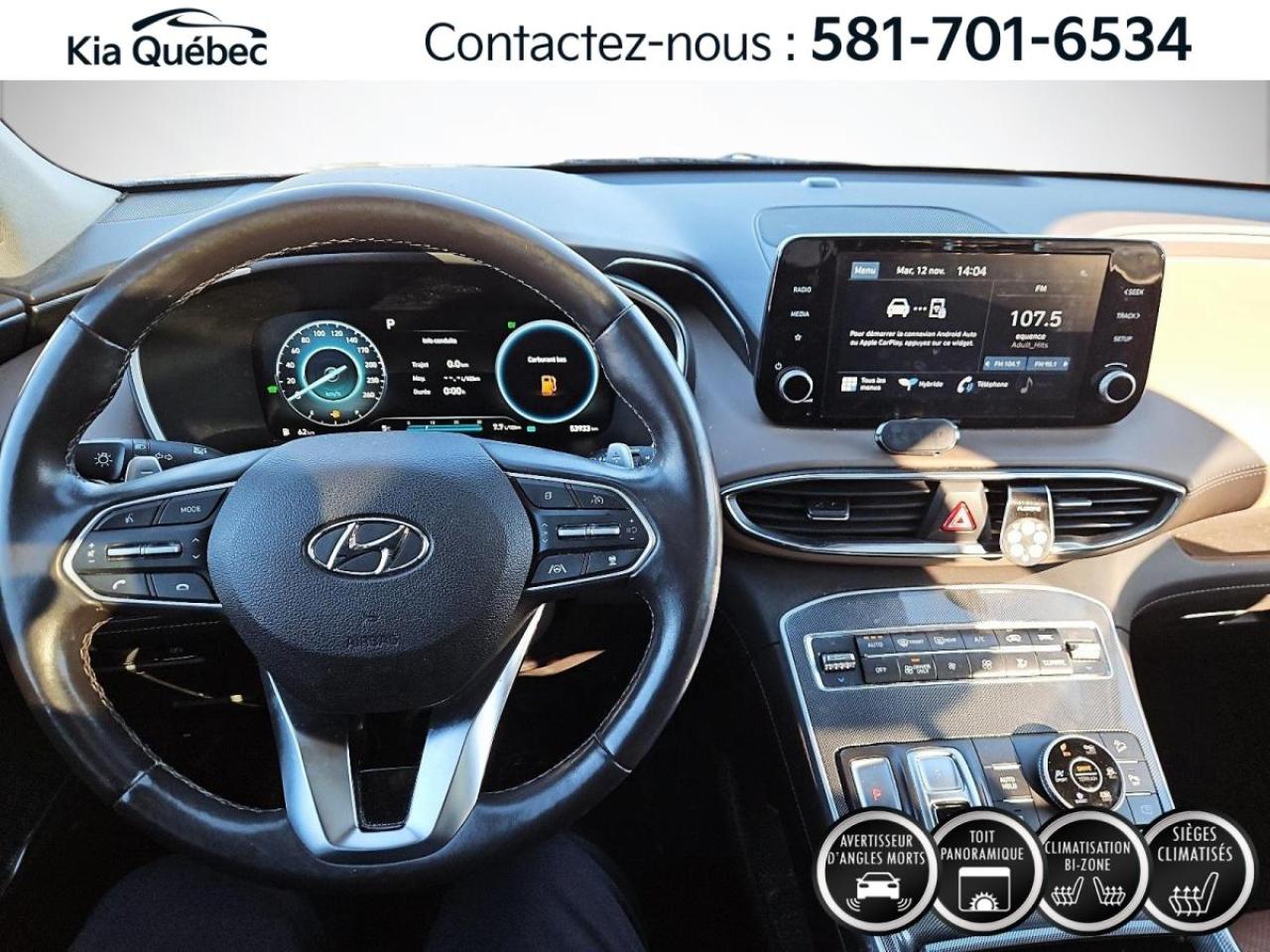 Used 2022 Hyundai Santa Fe Hybrid LUXURY* AWD* CUIR* TOIT PANO* BIZONE* ANGLES MORTS for sale in Québec, QC