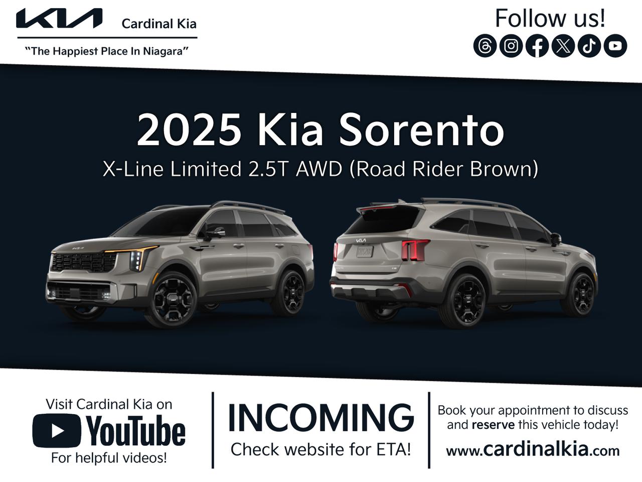 New 2025 Kia Sorento X-Line Limited Black Interior for sale in Niagara Falls, ON