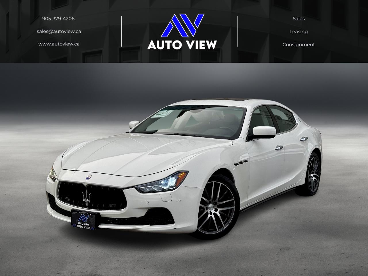 <p>NEW ARRIVAL!!</p><p>2014 Maserati Ghibili S Q4!!</p><p>**REMOTE STARTER**</p><p>3.0L V6 TWIN TURBO MOTOR, 404 HP / 406 LB-FT, AUTOMATIC TRANSMISSION W/ PADDLE SHIFT, ALL WHEEL DRIVE, LEATHER INTERIOR, PREMIUM AUDIO, KEYLESS ENTRY, BACK UP CAMERA, BLUETOOTH CONNECTIVITY AND MUCH MORE!!</p><p>**COMES FULLY CERTIFIED**</p><p> </p><p style=line-height: 1;><em>FINANCING AND LEASING AVAILABLE ON ALL VEHICLES. </em></p><p style=line-height: 1;><em>ALL CERTIFIED VEHICLES COME WITH A 3 MONTH WARRANTY.</em></p><p style=line-height: 1;><em>EXTENDED WARRANTY OPTIONS AVAILABLE.</em></p><p style=line-height: 1;><em>All vehicles come with a required $10 OMVIC FEE- as well as a $499 Administration fee.</em></p><p style=line-height: 1;><em>All certified vehicles come with a 36 day safety warranty. </em></p><p style=line-height: 1;><em>*All prices are plus HST & Licensing*</em></p><p style=line-height: 1;><em>Auto View is located at 590 South Service Road Stoney Creek, only minutes off the QEW Exit 83 Fruitland Road!</em></p><p style=line-height: 1;><em>Contact us VIA email, call, or text!</em></p><p style=line-height: 1;><em>sales@autoview.ca</em></p><p style=line-height: 1;><em>905-379-4206</em></p>