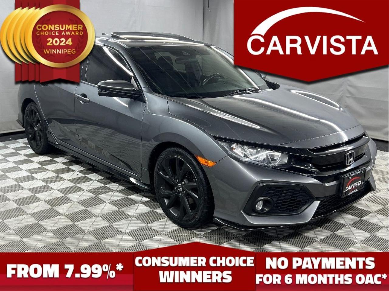 Used 2018 Honda Civic Hatchback Sport CVT w-Honda Sensing - SUNROOF/REMOTE START - for sale in Winnipeg, MB