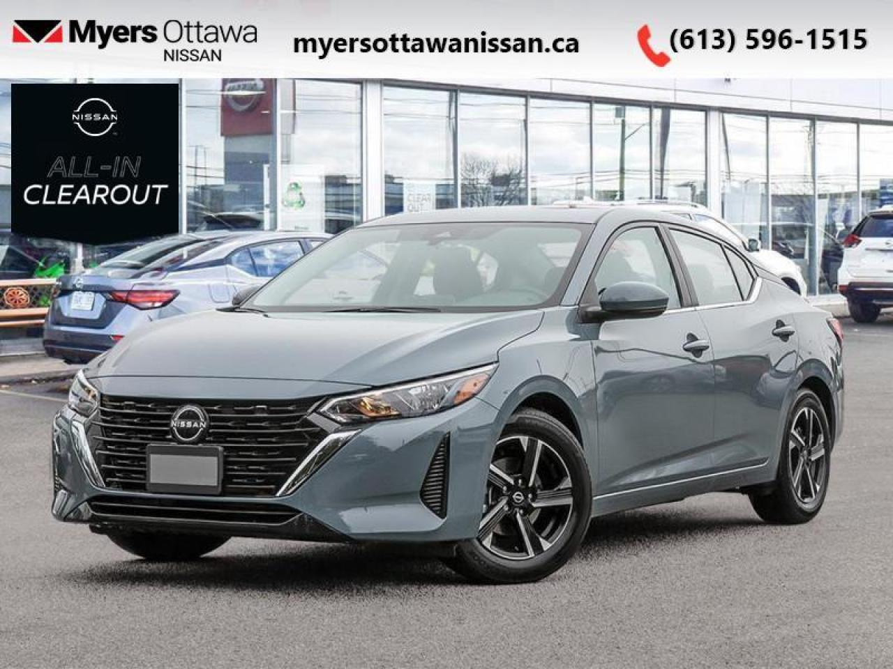 <b>Sunroof!</b><br> <br> <br> <br>  The athletic proportions of this 2025 Sentra are as exciting as its impressive performance. <br> <br>More excitement for the same fuel efficiency was achieved through intelligent design in this 2025 Sentra. Offering an interior you expect from the luxury vehicle, this compact car is packed with power and excitement from the beautiful lights to the stunning spoiler. All the impressive looks blend seamlessly with the upscale interior, making this Sentra an instant classic.<br> <br> This atlantic grey metallic sedan  has an automatic transmission and is powered by a  149HP 2.0L 4 Cylinder Engine.<br> <br> Our Sentras trim level is SV. This Sentra SV steps things up with alloy wheels, proximity keyless entry with remote start, adaptive cruise control, dual-zone climate control and front USB A/C charging, along with other amazing standard features such as heated front seats, front and rear cupholders, and an upgraded 8-inch infotainment touchscreen with Apple CarPlay, Android Auto, Siri Eyes Free, and Google Assistant. Safety features also include blind spot detection, intelligent emergency braking, lane departure warning, forward and rear collision mitigation, driver monitoring alert, and a rearview camera. This vehicle has been upgraded with the following features: Sunroof. <br><br> <br>To apply right now for financing use this link : <a href=https://www.myersottawanissan.ca/finance target=_blank>https://www.myersottawanissan.ca/finance</a><br><br> <br/> Total  rebate of $500 is reflected in the price.   0% financing for 24 months. 3.74% financing for 84 months. <br> Payments from <b>$415.70</b> monthly with $0 down for 84 months @ 3.74% APR O.A.C. ( Plus applicable taxes -  $621 Administration fee included. Licensing not included. **Rebates may not be applicable on all purchase types [cash, lease, or finance]. Eligibility and conditions may vary. Please see dealer for full details and confirmation of eligibility.    ).  Incentives expire 2025-10-31.  See dealer for details. <br> <br> <br>LEASING:<br><br>Estimated Lease Payment: $382/m <br>Payment based on 3.49% lease financing for 60 months with $0 down payment on approved credit. Total obligation $22,976. Mileage allowance of 16,000 KM/year. Offer expires 2025-10-31.<br><br><br><br> Come by and check out our fleet of 40+ used cars and trucks and 120+ new cars and trucks for sale in Ottawa.  o~o