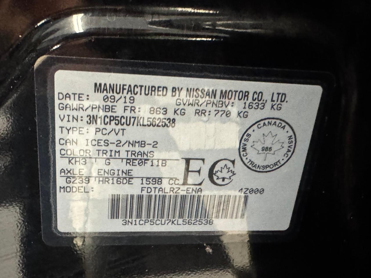 2019 Nissan Kicks S+Camera+Bluetooth+A/C+Cruise Control - Photo #34