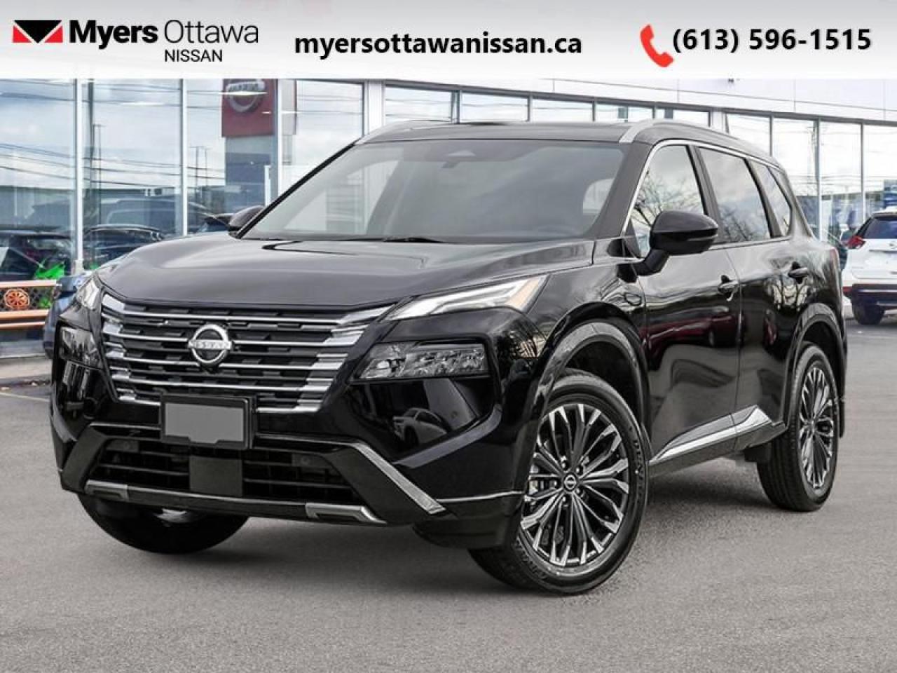 <b>HUD,  Bose Premium Audio,  Leather Seats,  Navigation,  360 Camera!</b><br> <br> <br> <br>  Generous cargo space and amazing flexibility mean this 2025 Rogue has space for all of lifes adventures. <br> <br>Nissan was out for more than designing a good crossover in this 2025 Rogue. They were designing an experience. Whether your adventure takes you on a winding mountain path or finding the secrets within the city limits, this Rogue is up for it all. Spirited and refined with space for all your cargo and the biggest personalities, this Rogue is an easy choice for your next family vehicle.<br> <br> This super blk SUV  has an automatic transmission and is powered by a  201HP 1.5L 3 Cylinder Engine.<br> <br> Our Rogues trim level is Platinum. This range-topping Rogue Platinum features a drivers head up display and Bose premium audio, and rewards you with 19-inch alloy wheels, quilted anmd perforated semi-aniline leather upholstery, heated rear seats, a power moonroof, a power liftgate for rear cargo access, adaptive cruise control and ProPilot Assist. Also standard include heated front heats, a heated leather steering wheel, mobile hotspot internet access, proximity key with remote engine start, dual-zone climate control, and a 12.3-inch infotainment screen with NissanConnect, Apple CarPlay, and Android Auto. Safety features also include HD Enhanced Intelligent Around View Monitoring, lane departure warning, blind spot detection, front and rear collision mitigation, and rear parking sensors. This vehicle has been upgraded with the following features: Hud,  Bose Premium Audio,  Leather Seats,  Navigation,  360 Camera,  Moonroof,  Power Liftgate. <br><br> <br>To apply right now for financing use this link : <a href=https://www.myersottawanissan.ca/finance target=_blank>https://www.myersottawanissan.ca/finance</a><br><br> <br/> See dealer for details. <br> <br><br> Come by and check out our fleet of 20+ used cars and trucks and 70+ new cars and trucks for sale in Ottawa.  o~o