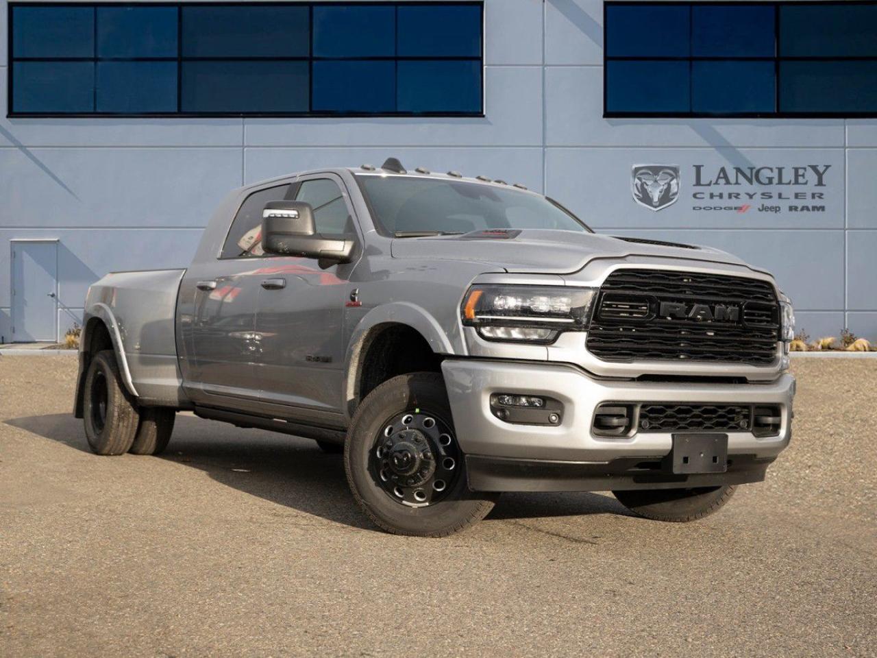 <p><strong><span style=font-family:Arial; font-size:18px;>Put the pedal to the metal and take your driving to the next level with Langley Chryslers unbeatable selection. Check out the new 2024 RAM 3500 Limited Pickup, a powerhouse wrapped in luxury and innovation.</span></strong></p> <p><span style=font-family:Arial; font-size:18px;></span></p> <ul><li><span style=font-family:Arial; font-size:18px;>**Condition:** Brand new, never driven</span></li><li><span style=font-family:Arial; font-size:18px;>**Engine:** Robust 6.7L 6-cylinder</span></li><li><span style=font-family:Arial; font-size:18px;>**Transmission:** Smooth 6-speed automatic</span></li><li><span style=font-family:Arial; font-size:18px;>**Exterior Color:** Sleek silver</span></li><li><span style=font-family:Arial; font-size:18px;>**Interior:** Luxurious black leather upholstery</span></li><li><span style=font-family:Arial; font-size:18px;>**Key Features:**</span></li><li><span style=font-family:Arial; font-size:18px;>Adjustable pedals & pedal memory</span></li><li><span style=font-family:Arial; font-size:18px;>Trailer hitch & traction control</span></li><li><span style=font-family:Arial; font-size:18px;>Advanced navigation system</span></li><li><span style=font-family:Arial; font-size:18px;>Genuine wood interior inserts</span></li><li><span style=font-family:Arial; font-size:18px;>Ventilated front seats & memory seat</span></li><li><span style=font-family:Arial; font-size:18px;>Auto-dimming mirrors & rain-sensing wipers</span></li><li><span style=font-family:Arial; font-size:18px;>Dual-zone automatic A/C & heated mirrors</span></li><li><span style=font-family:Arial; font-size:18px;>Comprehensive safety with ABS brakes & multiple airbags</span></li></ul> <p><span style=font-family:Arial; font-size:18px;></span></p> <p><span style=font-family:Arial; font-size:18px;>This RAM 3500 Limited combines rugged capability with refined elegance, making it an ideal choice for those who demand more from their pickup. With its commanding presence and cutting-edge features, its ready to tackle any job or journey with style.</span></p> <p><span style=font-family:Arial; font-size:18px;>Fun fact: The RAM 3500 is known for its exceptional towing capacity, making it a favorite among those who need to haul heavy loads with confidence.</span></p> <p><span style=font-family:Arial; font-size:18px;>Dont just love your car, love buying it! Experience the unmatched power and luxury of this incredible pickup at Langley Chrysler today</span></p>Dealer number: 5097, Doc fee: $968 Safety & Convince Warranty: $699 Finance Placement: $628

<p>*All prices are net of all manufacturer incentives and/or rebates and are subject to change by the manufacturer without notice. All prices plus applicable taxes, applicable environmental recovery charges, documentation of $599 and full tank of fuel surcharge of $76 if a full tank is chosen.<br />Other items available that are not included in the above price:<br />Tire & Rim Protection and Key fob insurance starting from $599<br />Service contracts (extended warranties) for up to 7 years and 200,000 kms starting from $599<br />Custom vehicle accessory packages, mudflaps and deflectors, tire and rim packages, lift kits, exhaust kits and tonneau covers, canopies and much more that can be added to your payment at time of purchase<br />Undercoating, rust modules, and full protection packages starting from $199<br />Flexible life, disability and critical illness insurances to protect portions of or the entire length of vehicle loan?im?im<br />Financing Fee of $500 when applicable<br />Prices shown are determined using the largest available rebates and incentives and may not qualify for special APR finance offers. See dealer for details. This is a limited time offer.</p>