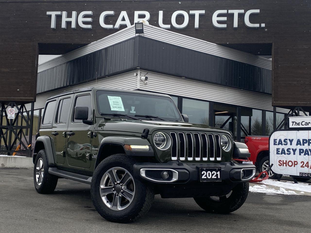 Used 2021 Jeep Wrangler Unlimited Sahara APPLE CARPLAY/ANDROID AUTO, HEATED LEATHER SEATS, SIRIUS XM, NAV, BACK UP CAM, REMOTE START!! for sale in Sudbury, ON