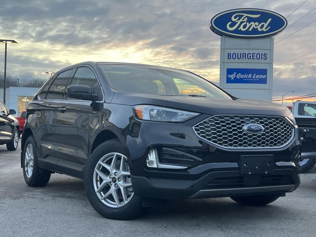 <b>Sunroof, Heated Seats, Ford Co-Pilot360 Assist+, Cold Weather Package, Convenience Package!</b><br> <br> <br> <br>  With luxury inside, and a bold, distinct style outside, the Ford Edge will stand out in the crowd as much as you do. <br> <br>With meticulous attention to detail and amazing style, the Ford Edge seamlessly integrates power, performance and handling with awesome technology to help you multitask your way through the challenges that life throws your way. Made for an active lifestyle and spontaneous getaways, the Ford Edge is as rough and tumble as you are. Push the boundaries and stay connected to the road with this sweet ride!<br> <br> This agate black SUV  has a 8 speed automatic transmission and is powered by a  250HP 2.0L 4 Cylinder Engine.<br> <br> Our Edges trim level is SEL. Stepping up to this SEL trim rewards you with plush heated front seats featuring power adjustment and lumbar support, a power liftgate for rear cargo access, a key fob with remote engine start and rear parking sensors, in addition to a 12-inch capacitive infotainment screen bundled with wireless Apple CarPlay and Android Auto, SiriusXM satellite radio, a 6-speaker audio setup, and 4G mobile hotspot internet connectivity. You and yours are assured of optimum road safety, with blind spot detection, rear cross traffic alert, pre-collision assist with automatic emergency braking, lane keeping assist, lane departure warning, forward collision alert, driver monitoring alert, and a rearview camera with an inbuilt washer. Also standard include proximity keyless entry, dual-zone climate control, 60-40 split front folding rear seats, LED headlights with automatic high beams, and even more. This vehicle has been upgraded with the following features: Sunroof, Heated Seats, Ford Co-pilot360 Assist+, Cold Weather Package, Convenience Package. <br><br> View the original window sticker for this vehicle with this url <b><a href=http://www.windowsticker.forddirect.com/windowsticker.pdf?vin=2FMPK4J91RBA57330 target=_blank>http://www.windowsticker.forddirect.com/windowsticker.pdf?vin=2FMPK4J91RBA57330</a></b>.<br> <br>To apply right now for financing use this link : <a href=https://www.bourgeoismotors.com/credit-application/ target=_blank>https://www.bourgeoismotors.com/credit-application/</a><br><br> <br/> 6.49% financing for 84 months.  Incentives expire 2024-12-02.  See dealer for details. <br> <br>Discount on vehicle represents the Cash Purchase discount applicable and is inclusive of all non-stackable and stackable cash purchase discounts from Ford of Canada and Bourgeois Motors Ford and is offered in lieu of sub-vented lease or finance rates. To get details on current discounts applicable to this and other vehicles in our inventory for Lease and Finance customer, see a member of our team. </br></br>Discover a pressure-free buying experience at Bourgeois Motors Ford in Midland, Ontario, where integrity and family values drive our 78-year legacy. As a trusted, family-owned and operated dealership, we prioritize your comfort and satisfaction above all else. Our no pressure showroom is lead by a team who is passionate about understanding your needs and preferences. Located on the shores of Georgian Bay, our dealership offers more than just vehiclesits an experience rooted in community, trust and transparency. Trust us to provide personalized service, a diverse range of quality new Ford vehicles, and a seamless journey to finding your perfect car. Join our family at Bourgeois Motors Ford and let us redefine the way you shop for your next vehicle.<br> Come by and check out our fleet of 70+ used cars and trucks and 170+ new cars and trucks for sale in Midland.  o~o