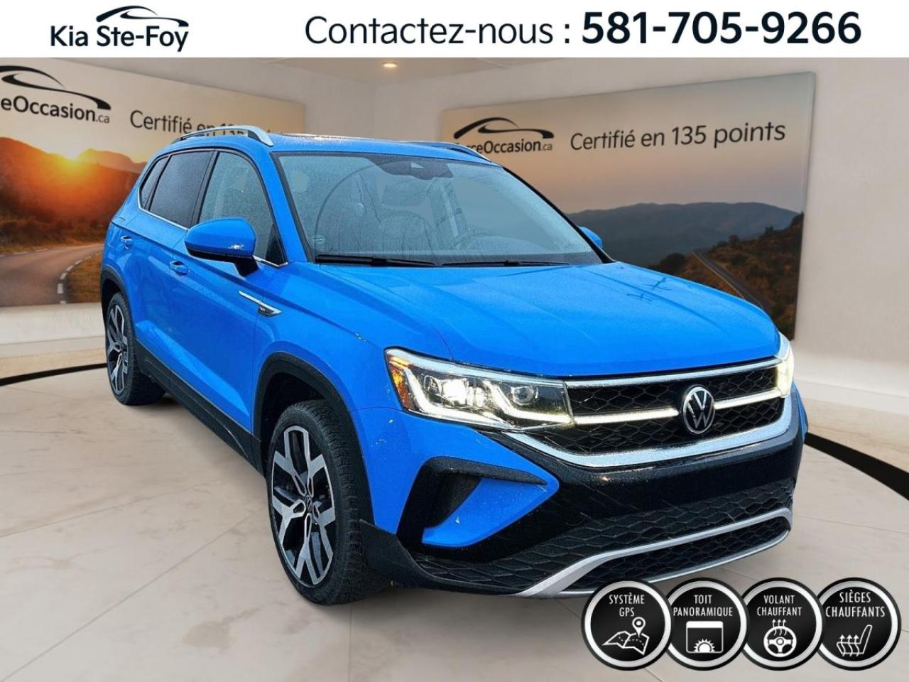 Used 2022 Volkswagen Taos HIGHLINE* AWD* GPS* CUIR* TOIT PANO* BIZONE* for sale in Ste-Foy, QC