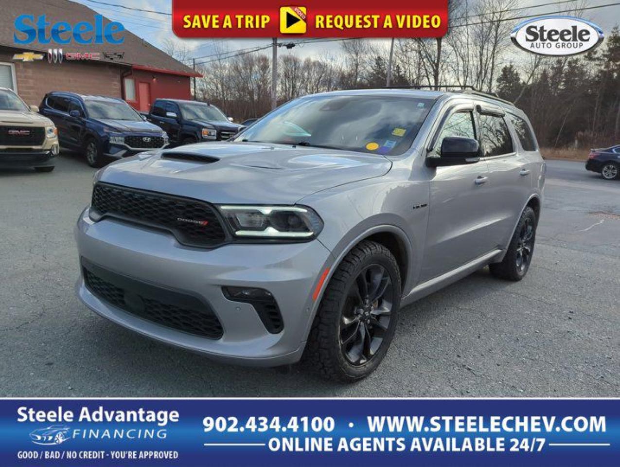 Our 2021 Dodge Durango R/T has aced its 125 Point Inspection allowing it to be Certified Pre-Owned while offering great peace of mind for consumers like you. It comes with a CARFAX vehicle history report plus 3 Month/3,000 Mile Maximum Care Limited Warranty, and 24/7 Roadside Assistance is also included for the duration of the warranty. Ask us for details about financing options. Drive our 2021 Dodge Durango R/T AWD in Billet and put purposeful power at your command! Motivated by a 5.7 Litre HEMI V8 serving up 360hp paired to a paddle-shifted 8 Speed Automatic transmission for high-performance motoring. This All Wheel Drive SUV adds sport-tuned suspension and steering systems for surprising agility and can see approximately 10.7L/100km when cruising the road. Youre also ready for the winners circle with athletic design cues like LED lighting, fog lamps, 20-inch alloy wheels, bright-tipped dual-exhaust outlets, a sunroof, and an aggressive hood with a center intake and dual heat extractors. Impressive comfort is a key advantage for our R/T cabin that fits up to seven people. It boasts heated/ventilated leather/suede front and heated second-row seats, a leather heated/powered steering wheel, tri-zone automatic climate control, and sophisticated technology that includes an 8.4-inch touchscreen, full-color navigation, wireless charging, Android Auto®, Apple CarPlay®, Bluetooth®, and a nine-speaker Alpine sound system. Youll appreciate features like those whether youre headed for the track or the town! Dodge safeguards your family adventures with a rearview camera, rear parking sensors, ABS, stability/traction control, trailer-sway control, hill-start assist, and more. Our Durango R/T is the SUV for muscle-car lovers! Save this Page and Call for Availability. We Know You Will Enjoy Your Test Drive Towards Ownership! Steele Chevrolet Atlantic Canadas Premier Pre-Owned Super Center. Being a GM Certified Pre-Owned vehicle ensures this unit has been fully inspected fully detailed serviced up to date and brought up to Certified standards. Market value priced for immediate delivery and ready to roll so if this is your next new to your vehicle do not hesitate. Youve dealt with all the rest now get ready to deal with the BEST! Steele Chevrolet Buick GMC Cadillac (902) 434-4100 Metros Premier Credit Specialist Team Good/Bad/New Credit? Divorce? Self-Employed?